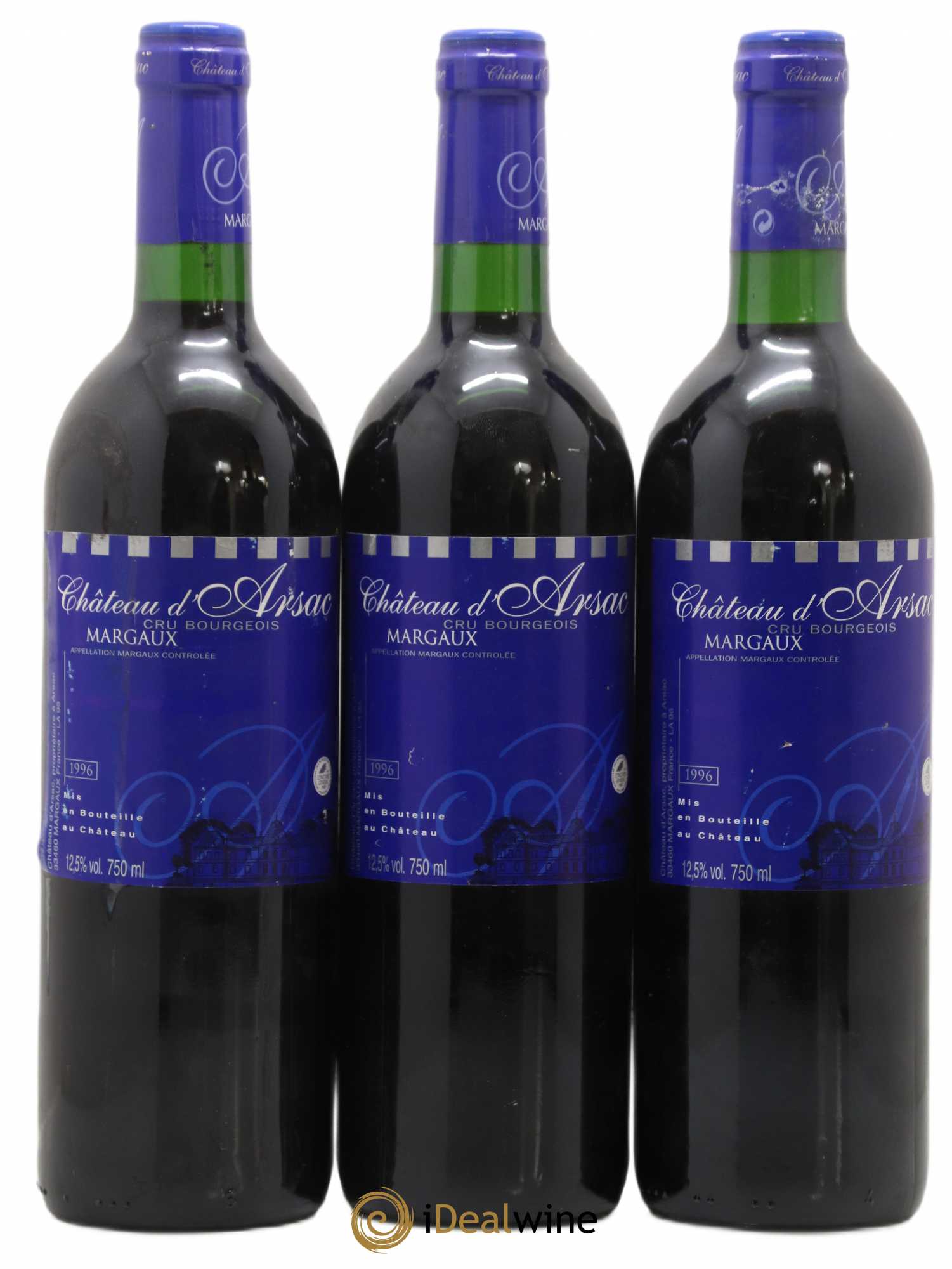 Château d' Arsac Cru Bourgeois 1996 - Lot de 3 bouteilles - 0