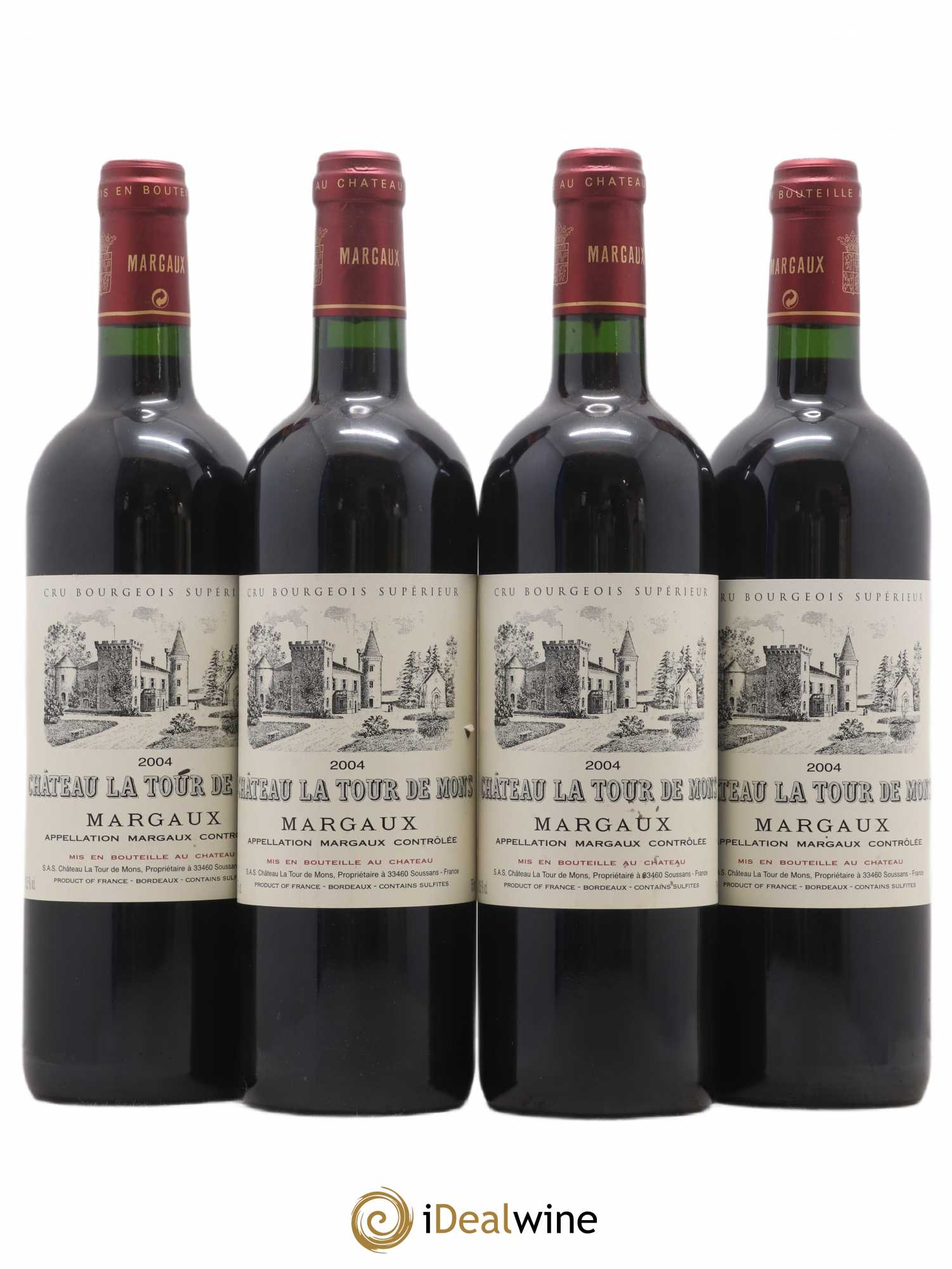 Château la Tour de Mons Cru Bourgeois 2004 - Lot de 4 bouteilles - 0