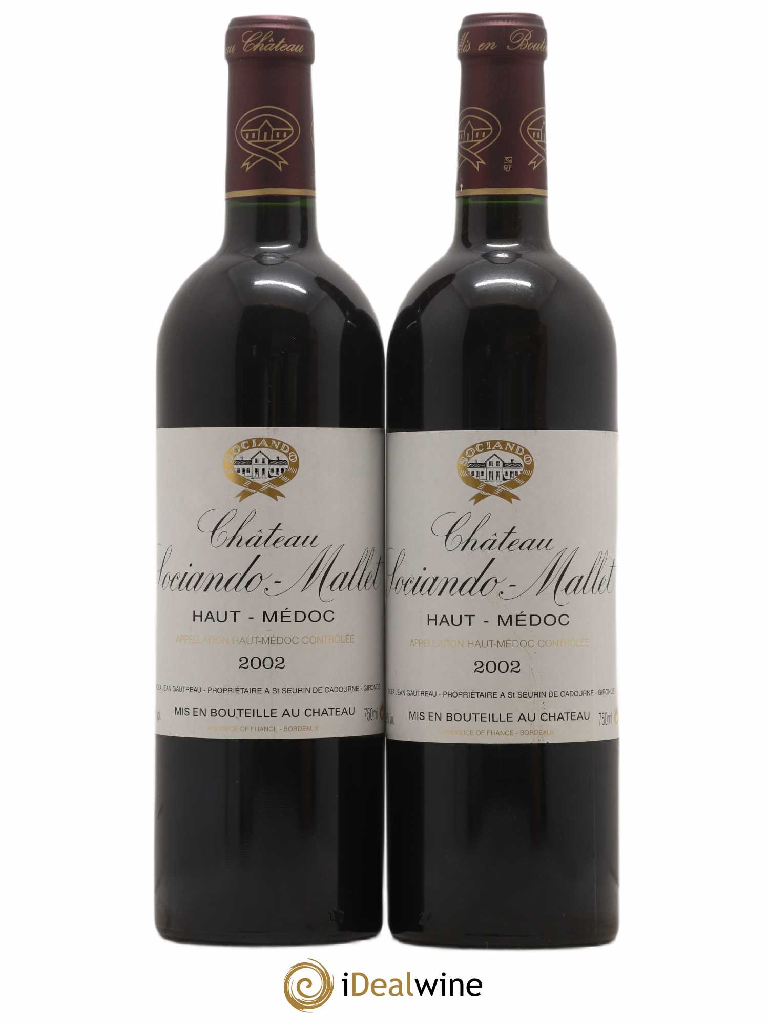 Château Sociando Mallet 2002 - Lot de 2 bouteilles - 0