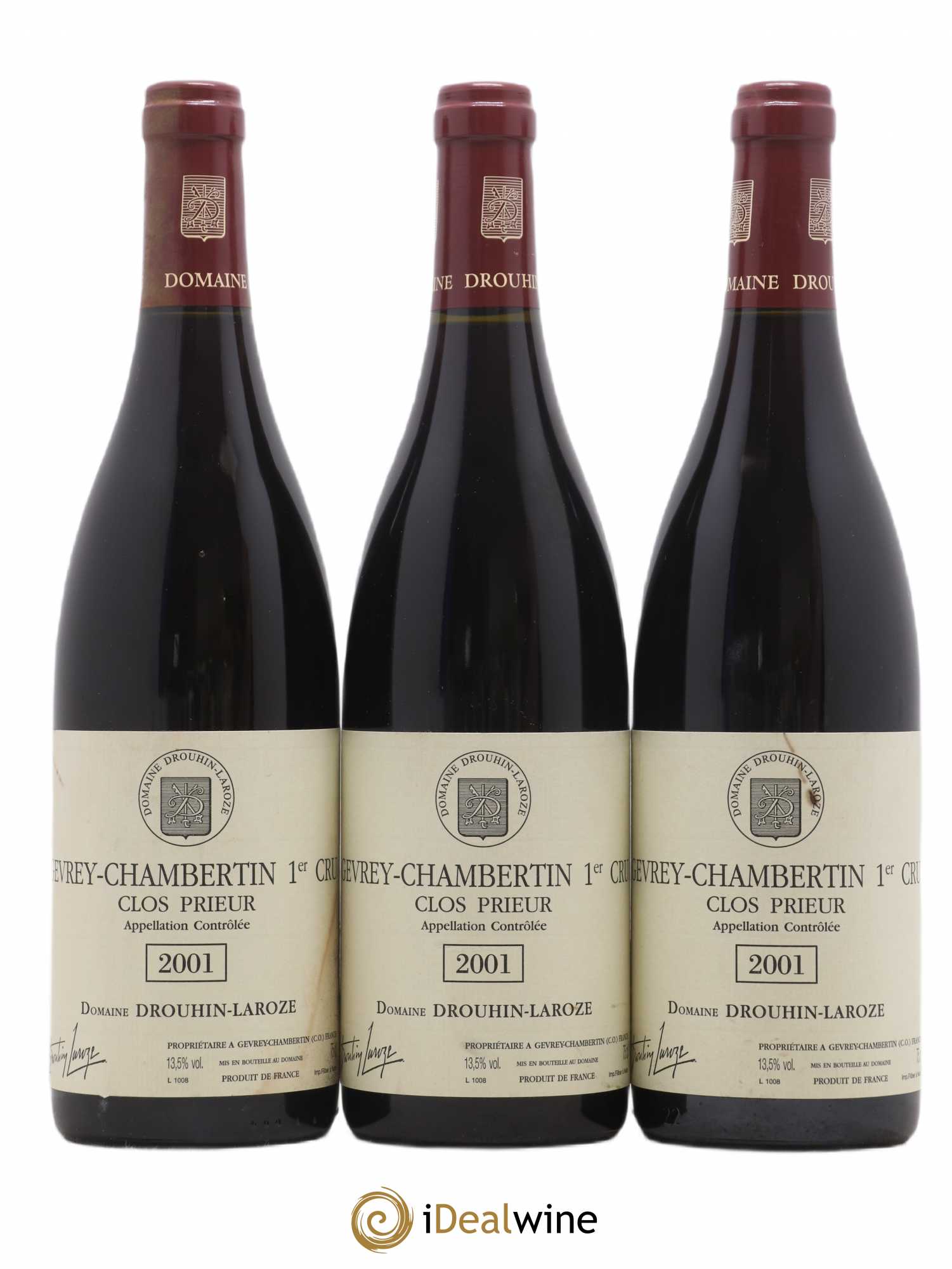 Gevrey-Chambertin 1er Cru Clos Prieur Domaine Drouhin-Laroze 2001 - Lot de 3 bouteilles - 0