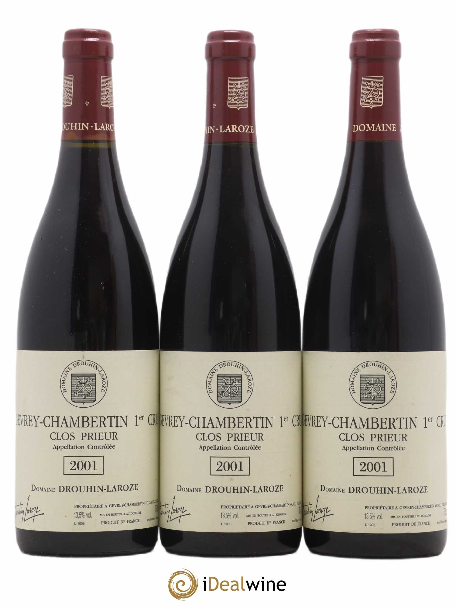 Gevrey-Chambertin 1er Cru Clos Prieur Domaine Drouhin-Laroze 2001 - Lot de 3 bouteilles - 0