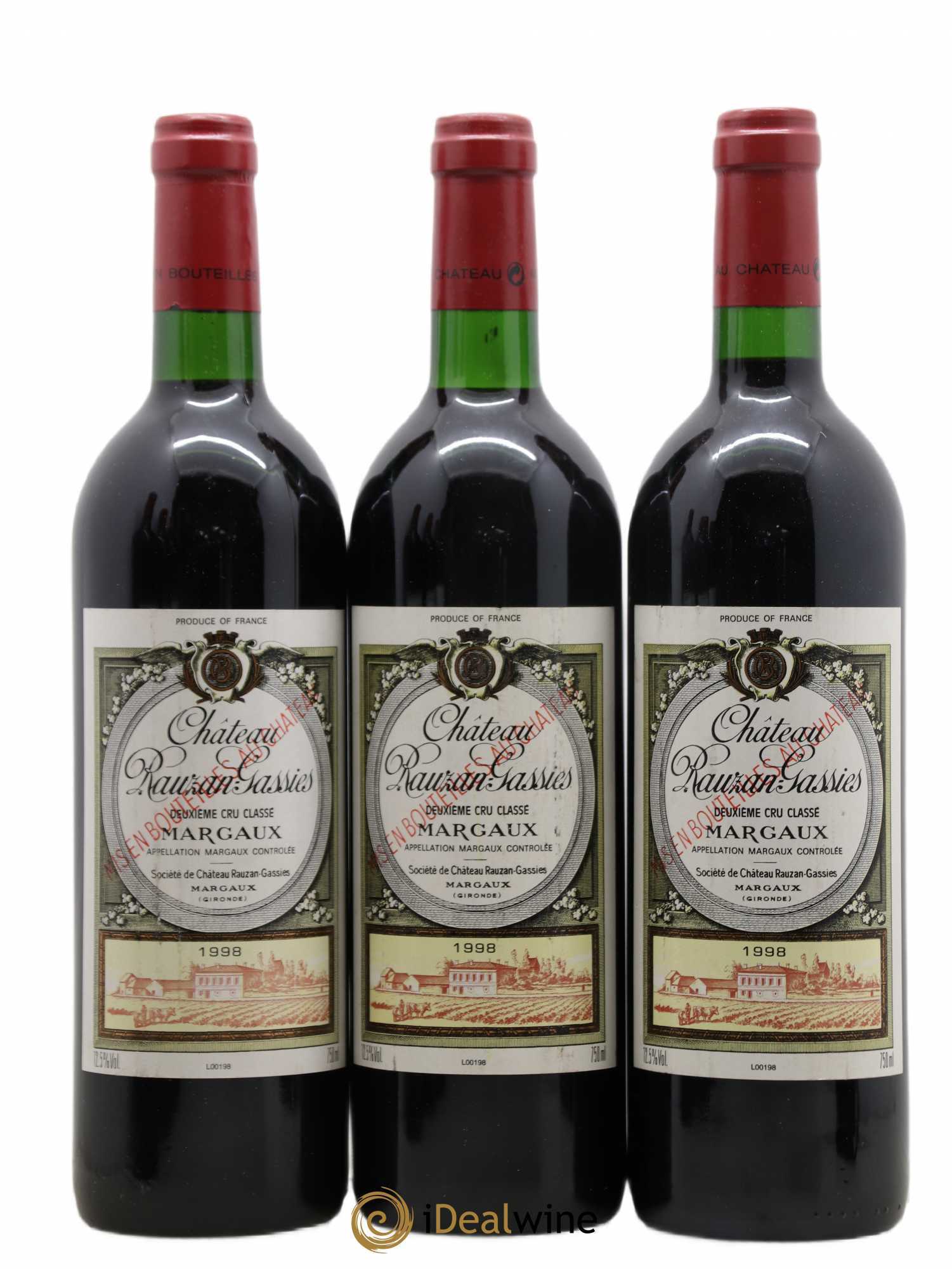 Château Rauzan-Gassies 2ème Grand Cru Classé 1998 - Lot de 6 bouteilles - 1