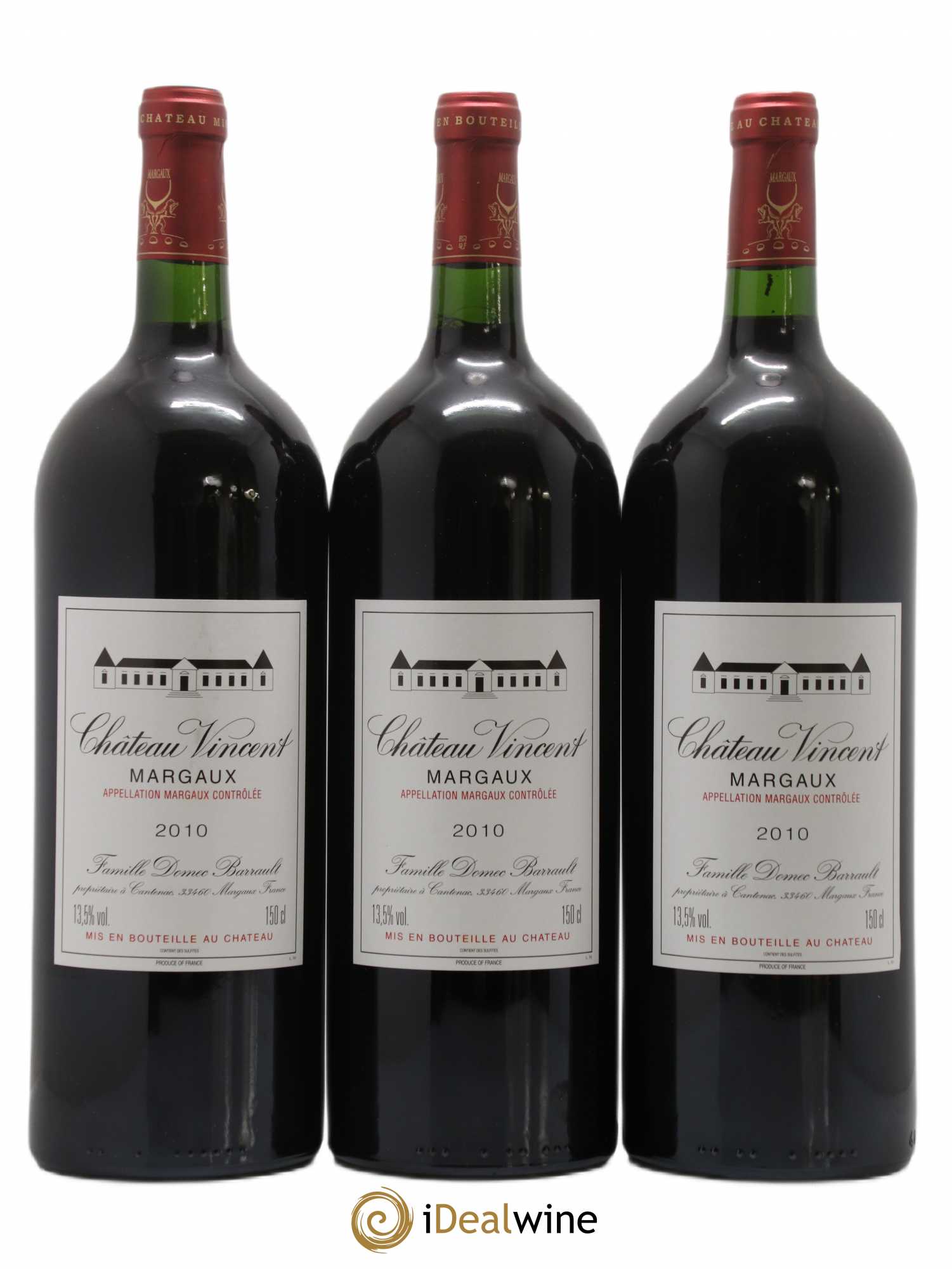 Bordeaux Margaux Château Vincent 2010 - Posten von 3 Magnum - 0
