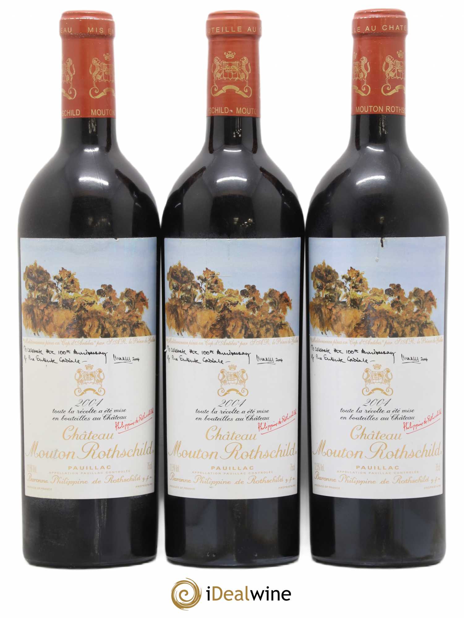 Château Mouton Rothschild 1er Grand Cru Classé 2004 - Lot de 3 bouteilles - 0
