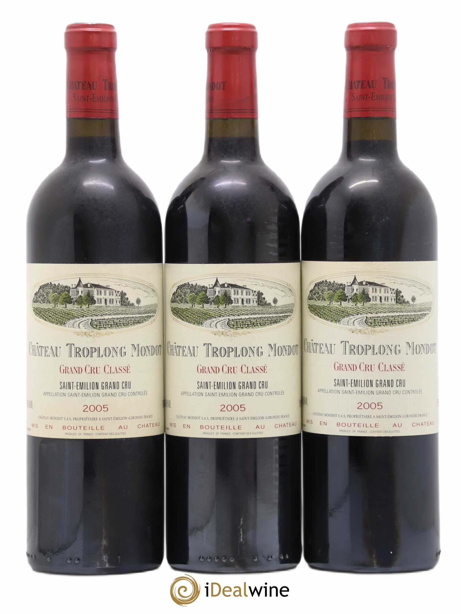 Château Troplong Mondot 1er Grand Cru Classé B 2005 - Lot de 3 bouteilles - 0