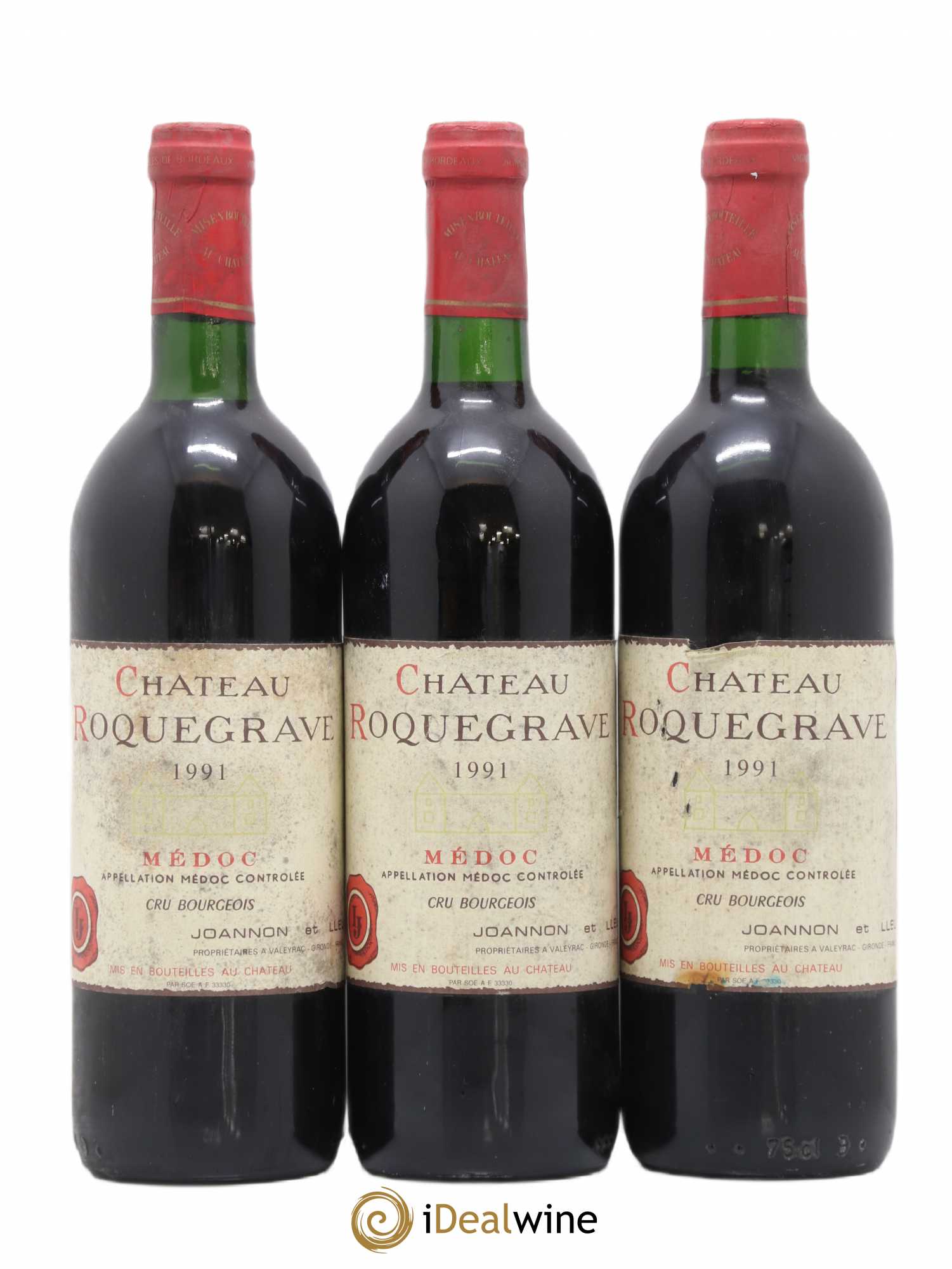 Médoc Château Roquegrave (sans prix de réserve) 1991 - Posten von 3 Flaschen - 0