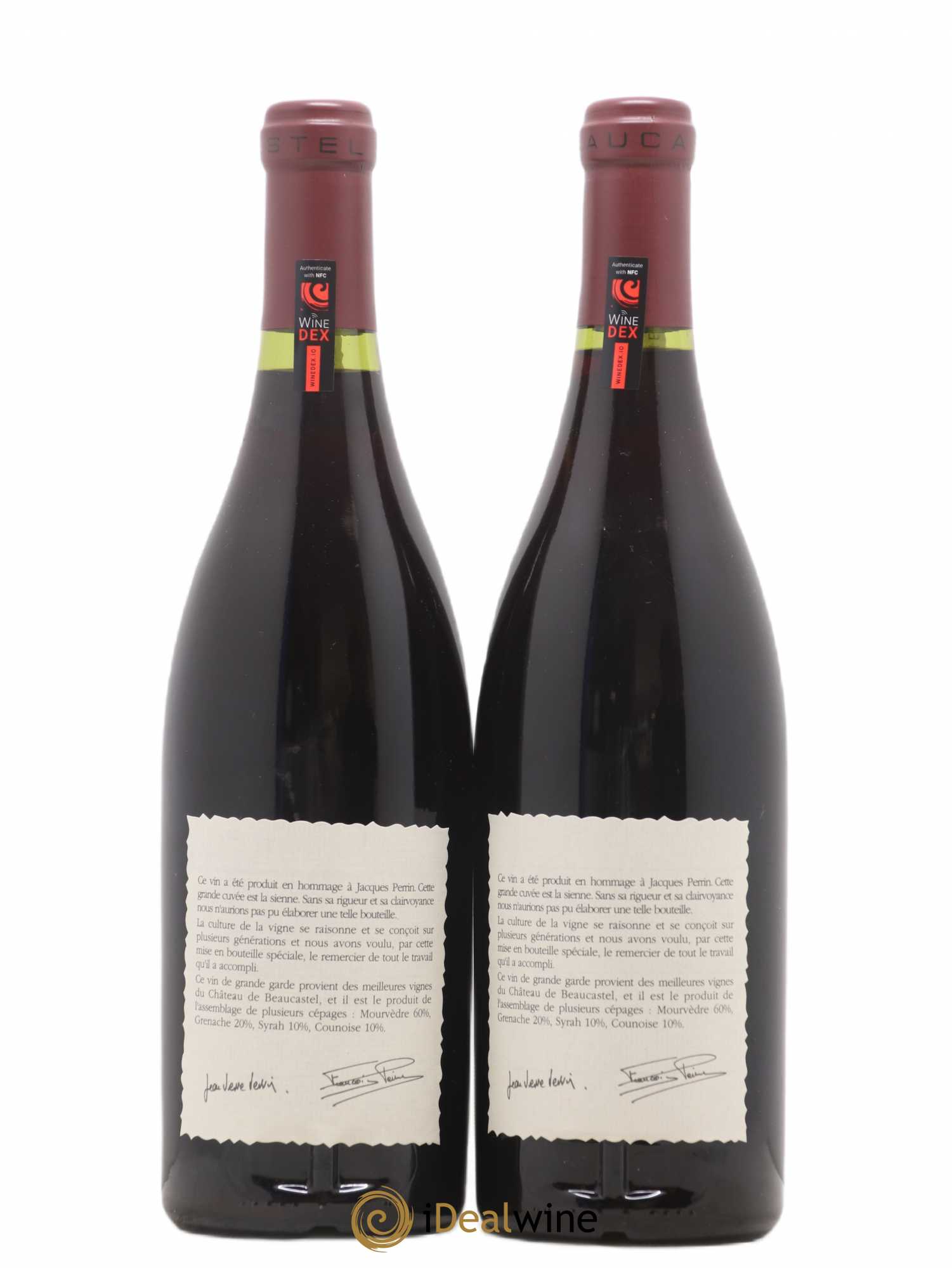 Châteauneuf-du-Pape Château de Beaucastel Hommage à Jacques Perrin Famille Perrin 1989 - Lot de 2 bouteilles - 1
