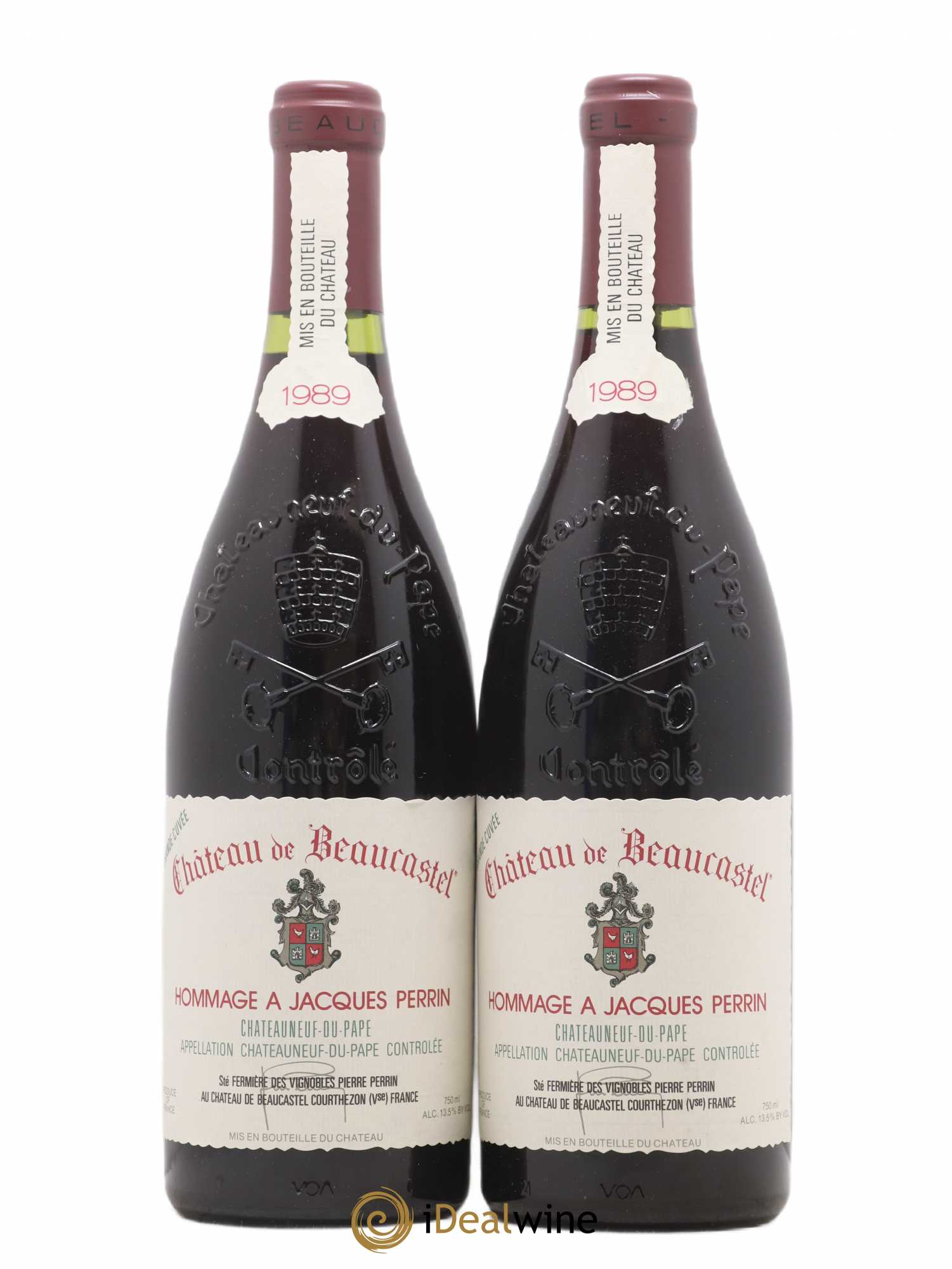 Châteauneuf-du-Pape Château de Beaucastel Hommage à Jacques Perrin Famille Perrin 1989 - Lot de 2 bouteilles - 0