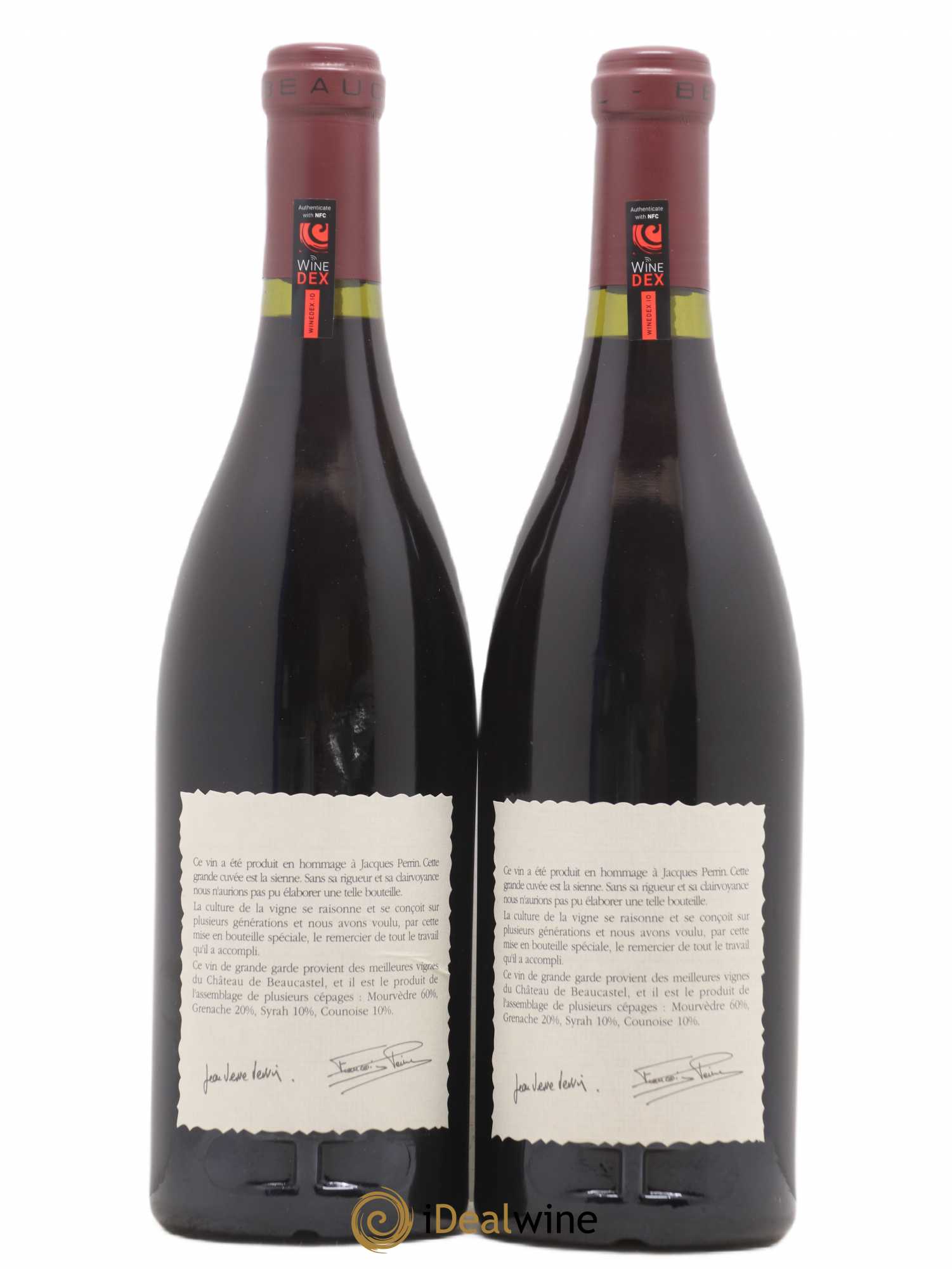 Châteauneuf-du-Pape Château de Beaucastel Hommage à Jacques Perrin Famille Perrin 1990 - Lot de 2 bouteilles - 1