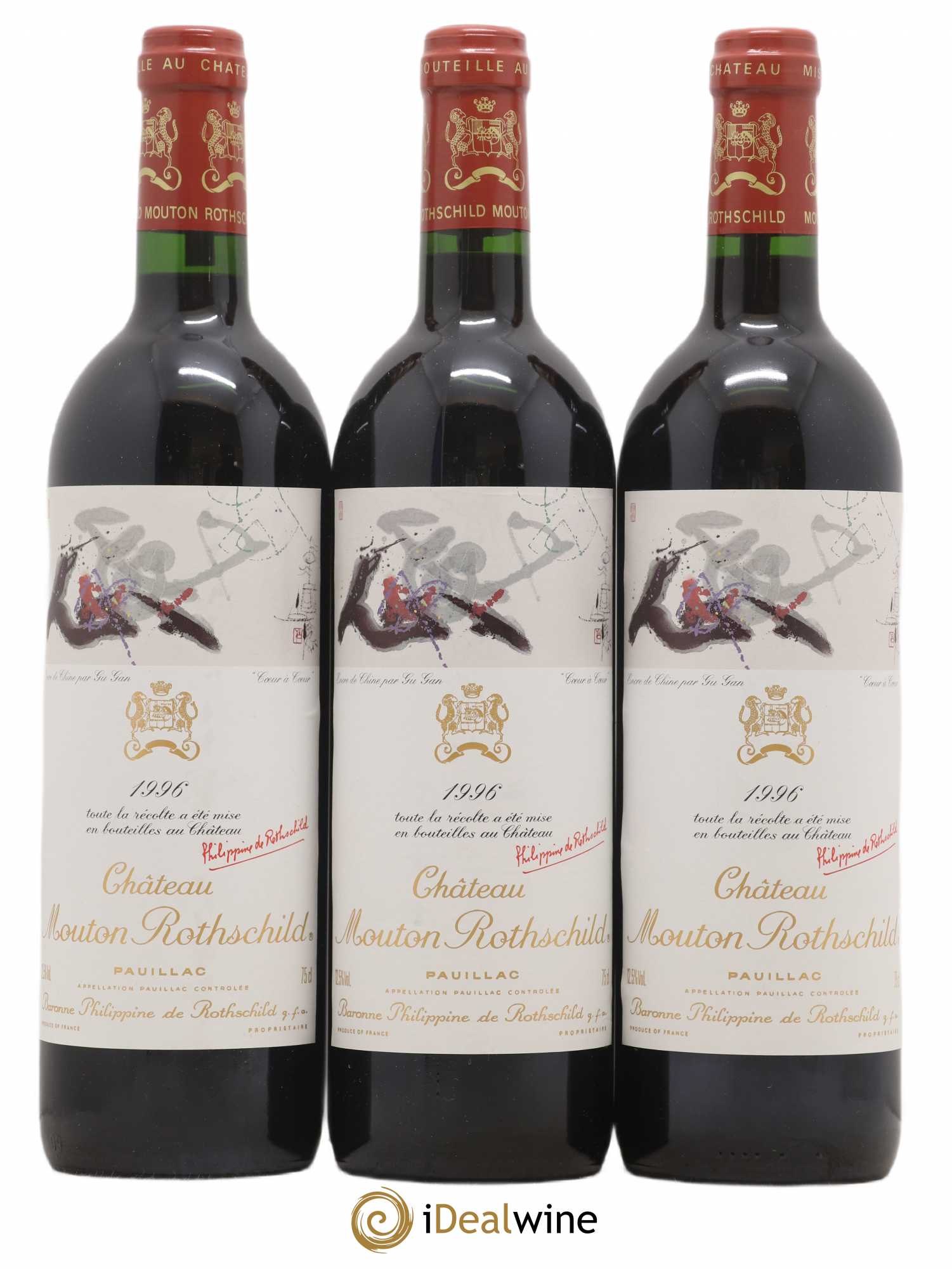 Château Mouton Rothschild 1er Grand Cru Classé 1996 - Lot de 3 bouteilles - 0