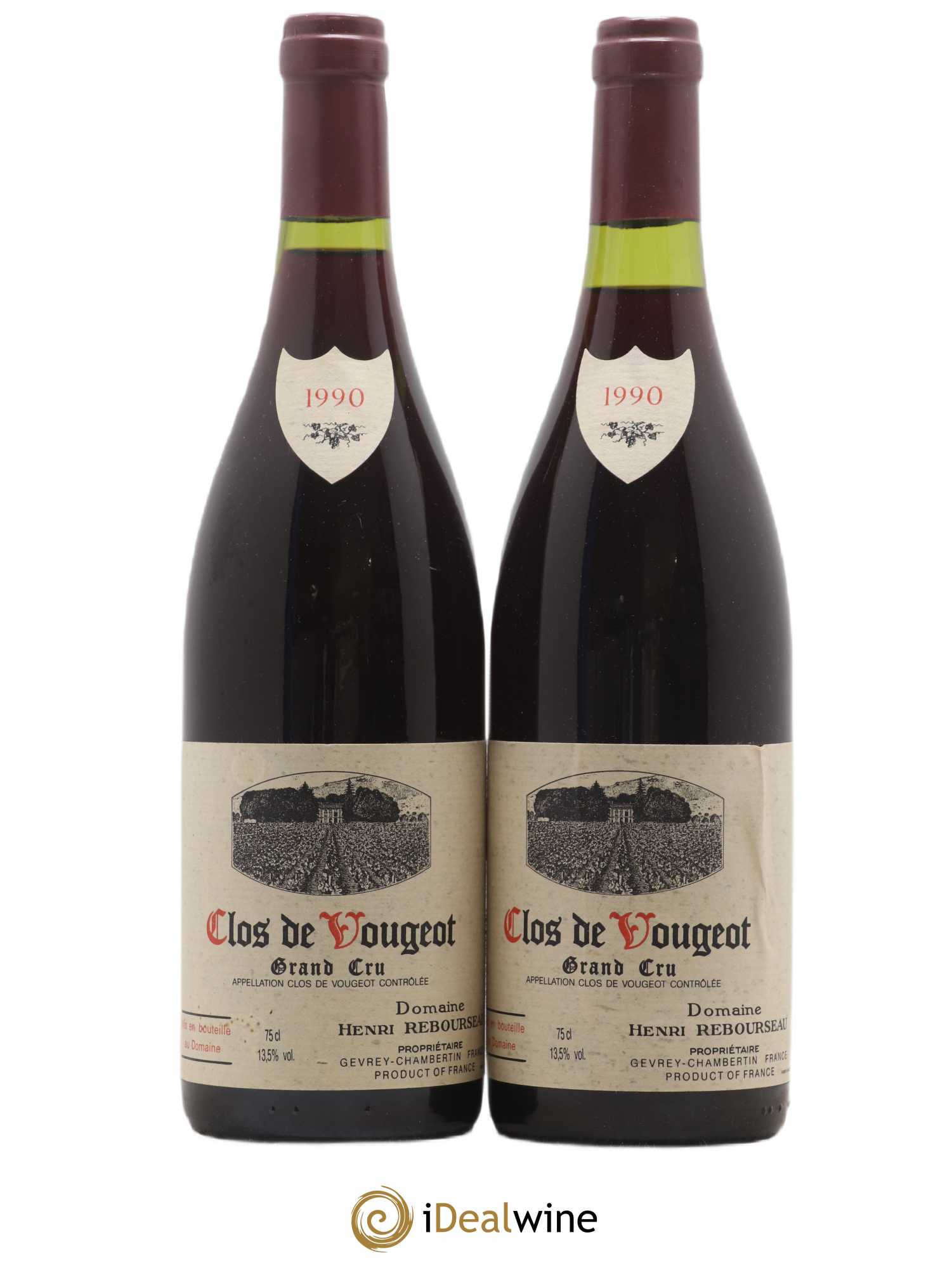 Clos de Vougeot Grand Cru Henri Rebourseau (Domaine) 1990 - Lot de 2 bouteilles - 0