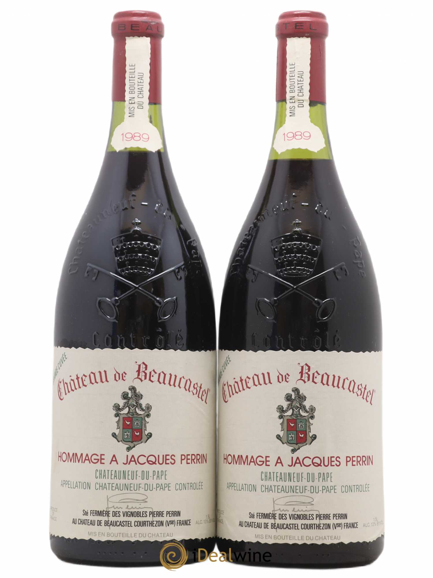 Châteauneuf-du-Pape Château de Beaucastel Hommage à Jacques Perrin Famille Perrin 1989 - Lot de 2 magnums - 0