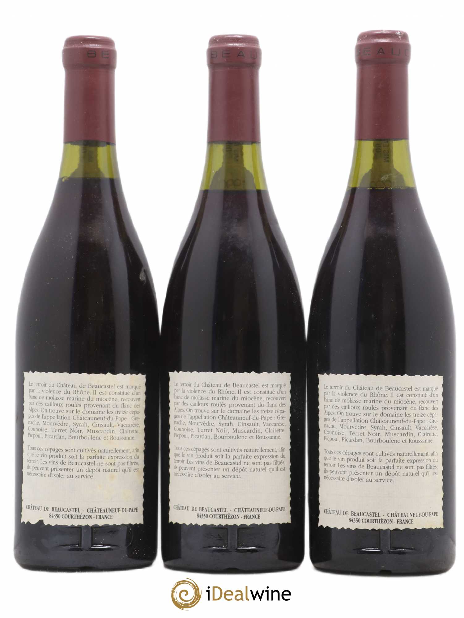 Châteauneuf-du-Pape Château de Beaucastel Famille Perrin 1990 - Lot de 3 bouteilles - 1
