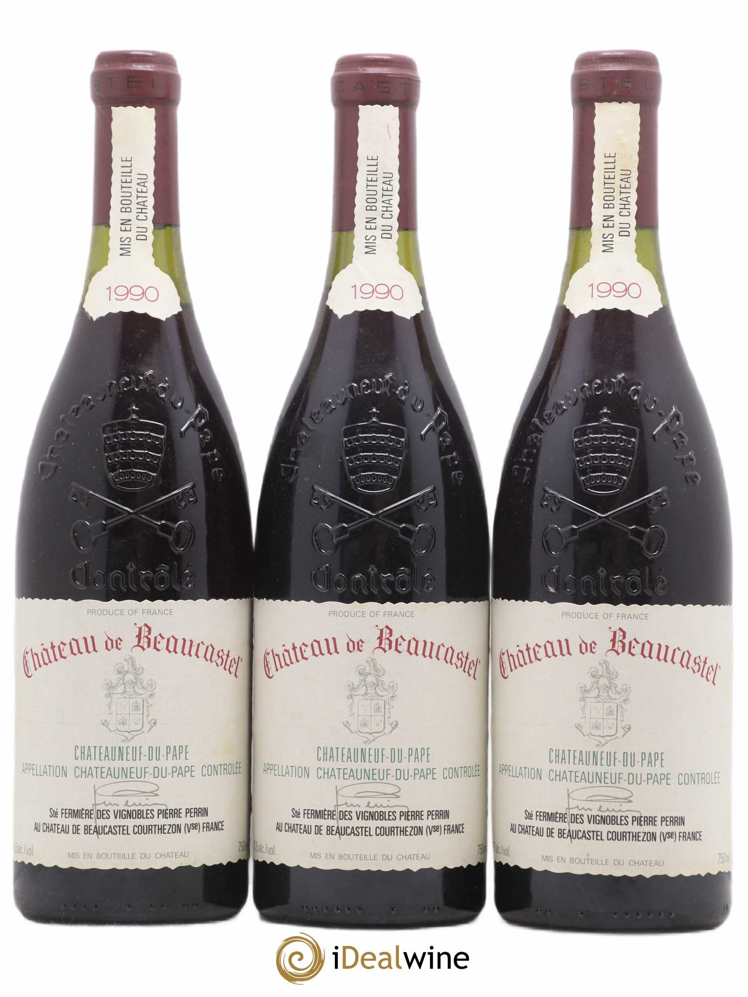 Châteauneuf-du-Pape Château de Beaucastel Famille Perrin 1990 - Lot de 3 bouteilles - 0