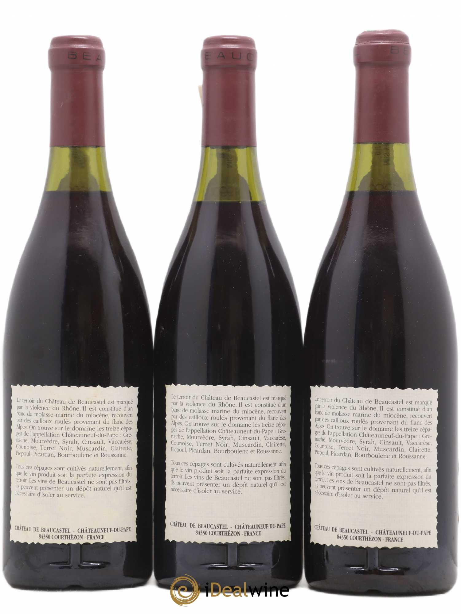 Châteauneuf-du-Pape Château de Beaucastel Famille Perrin 1990 - Lot de 3 bouteilles - 1