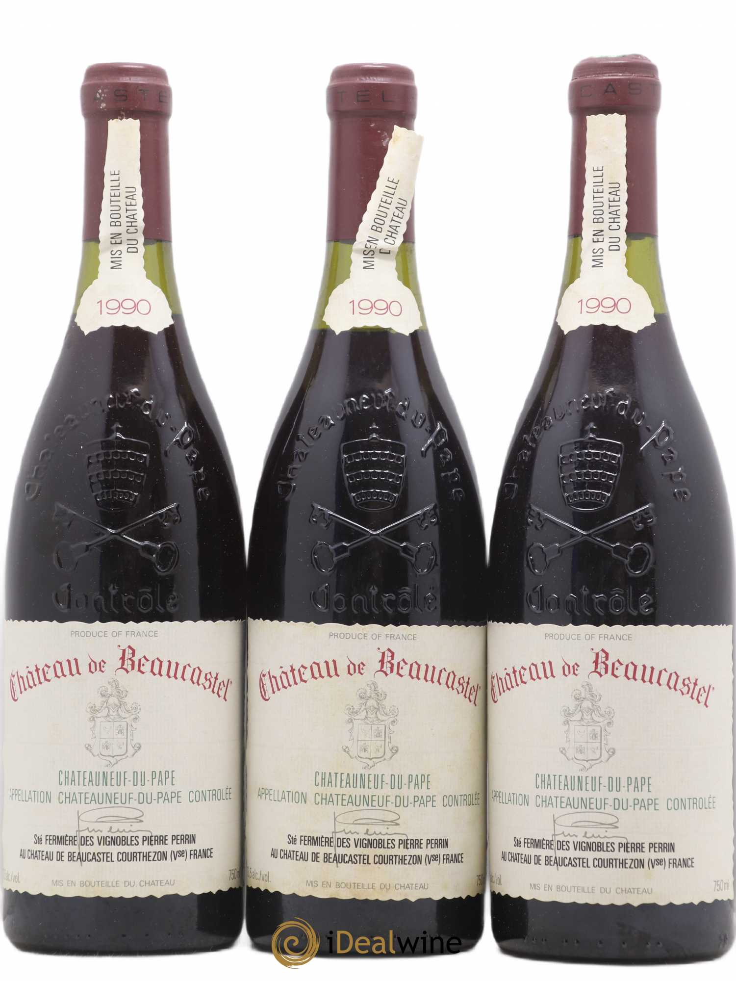 Châteauneuf-du-Pape Château de Beaucastel Famille Perrin 1990 - Lot de 3 bouteilles - 0