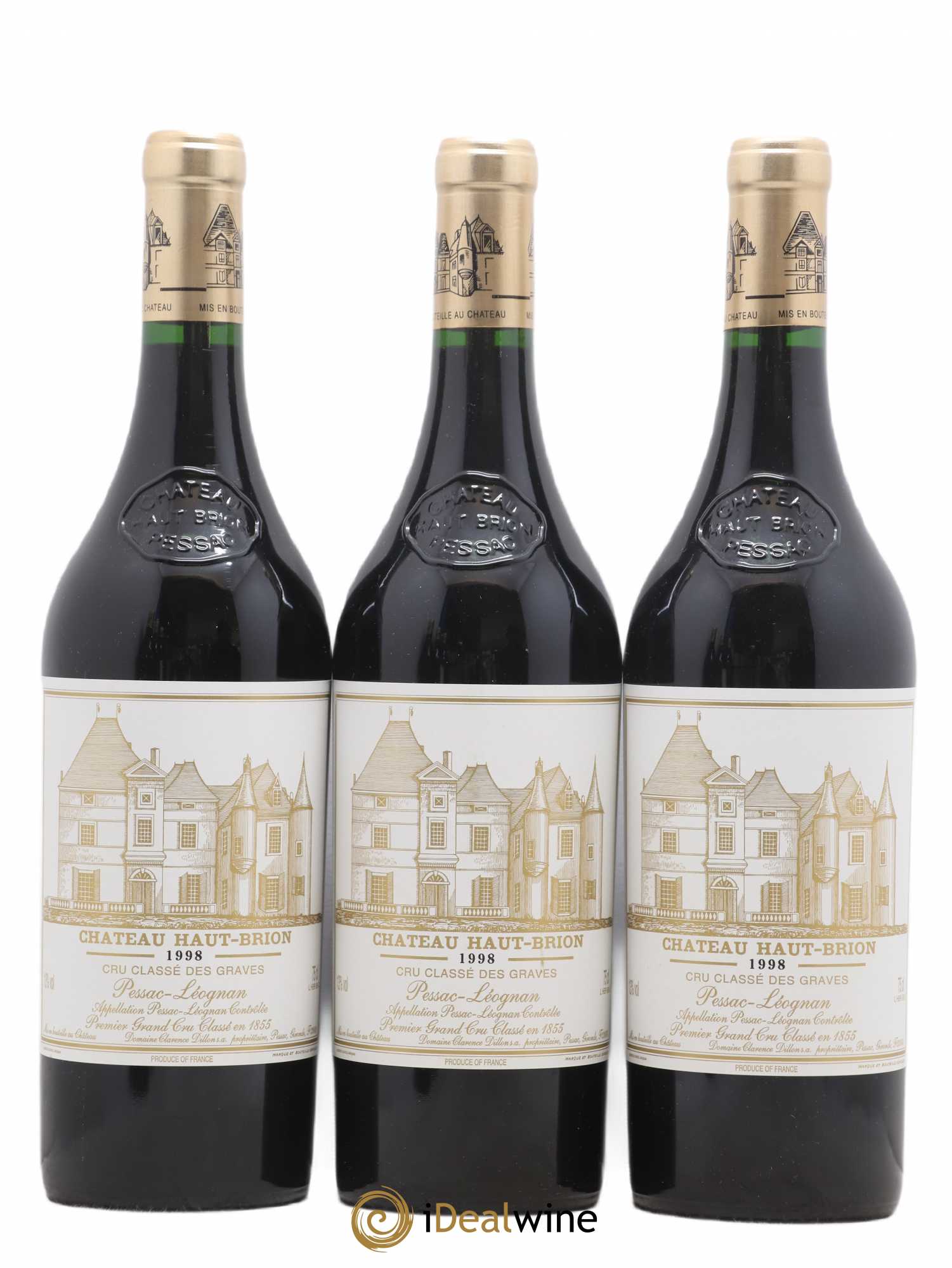 Château Haut Brion 1er Grand Cru Classé 1998 - Lot de 3 bouteilles - 0