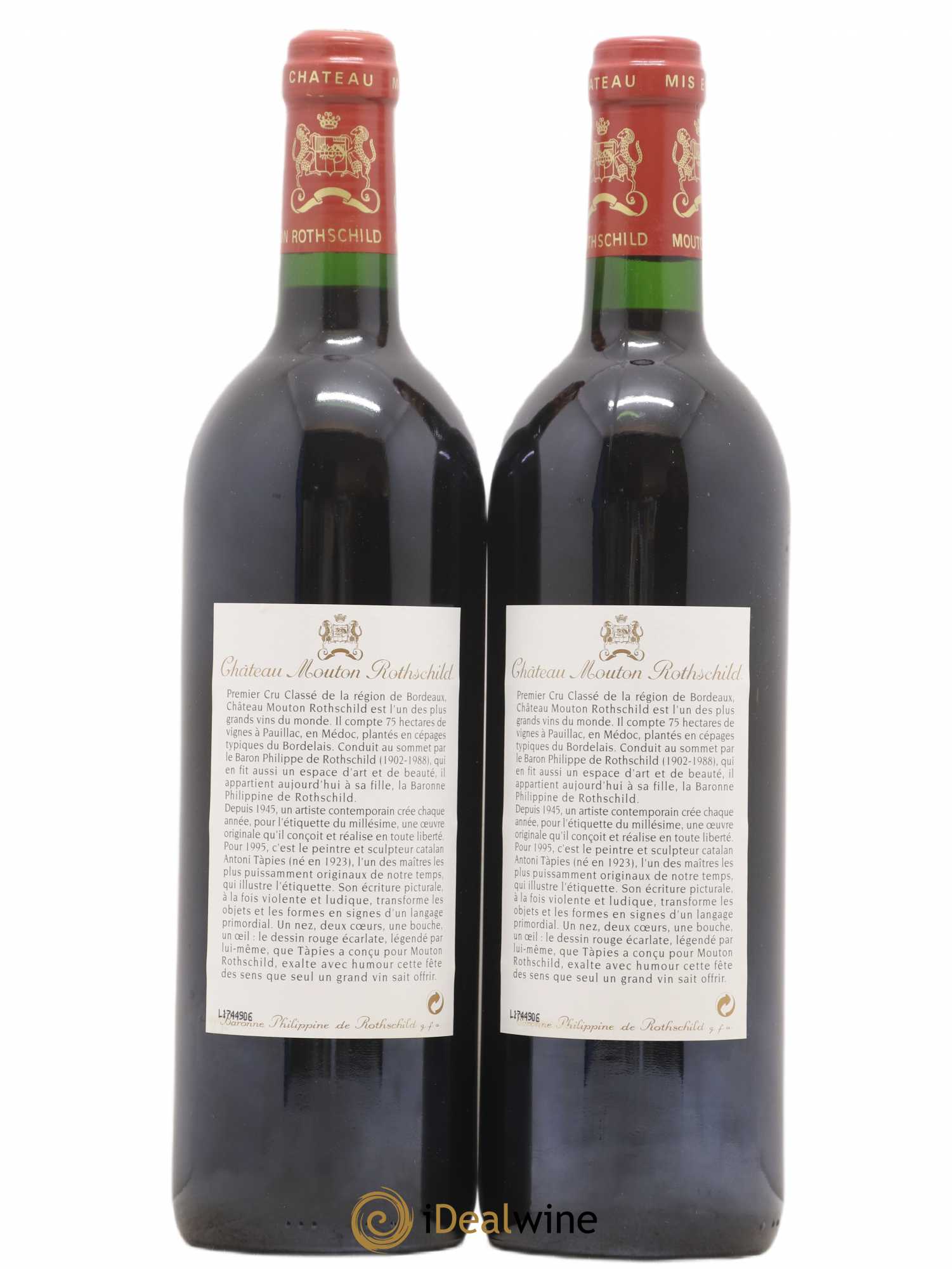 Château Mouton Rothschild 1er Grand Cru Classé 1995 - Lot de 2 bouteilles - 1