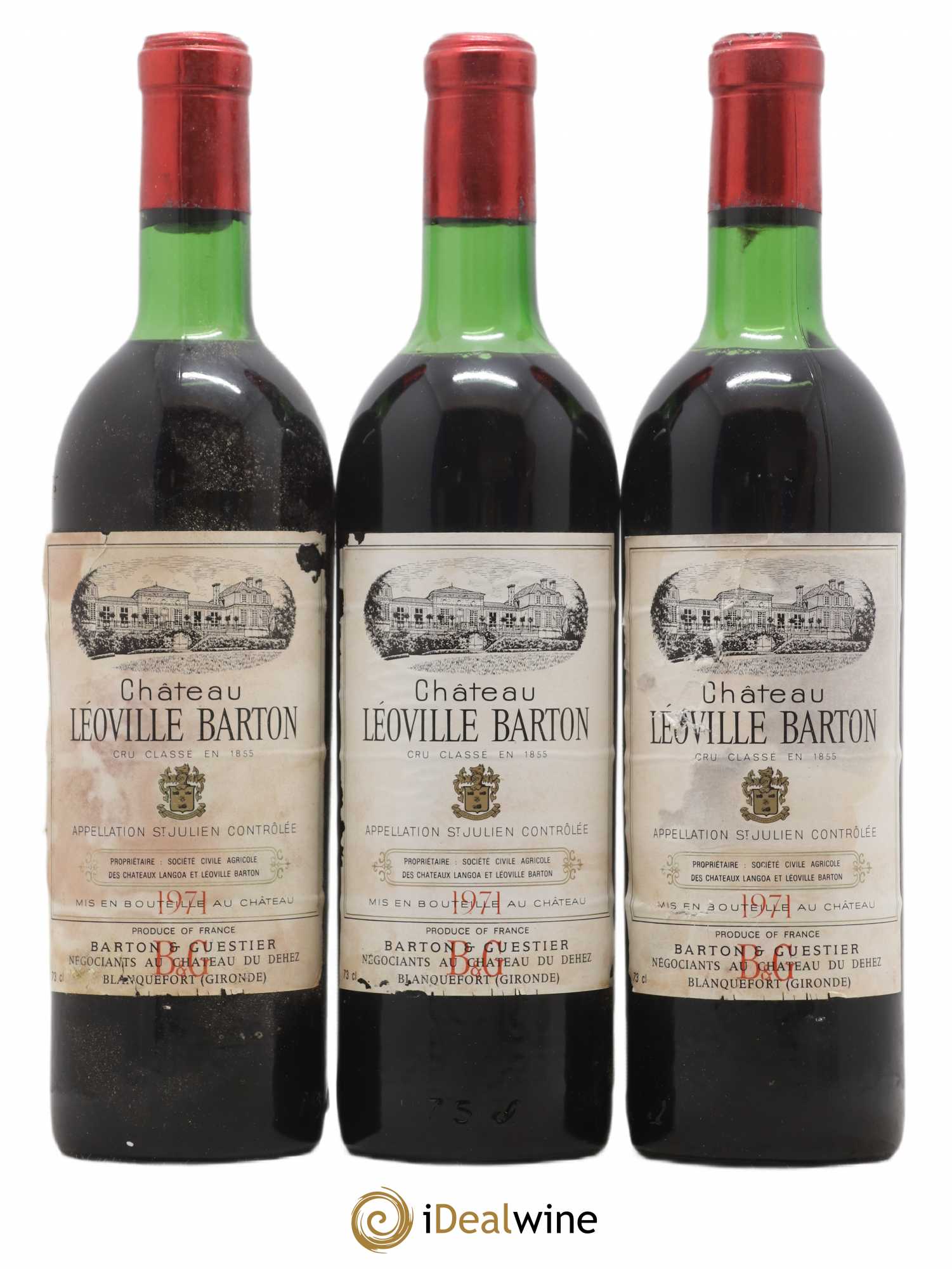 Château Léoville Barton 2ème Grand Cru Classé 1971 - Lot de 3 bouteilles - 0