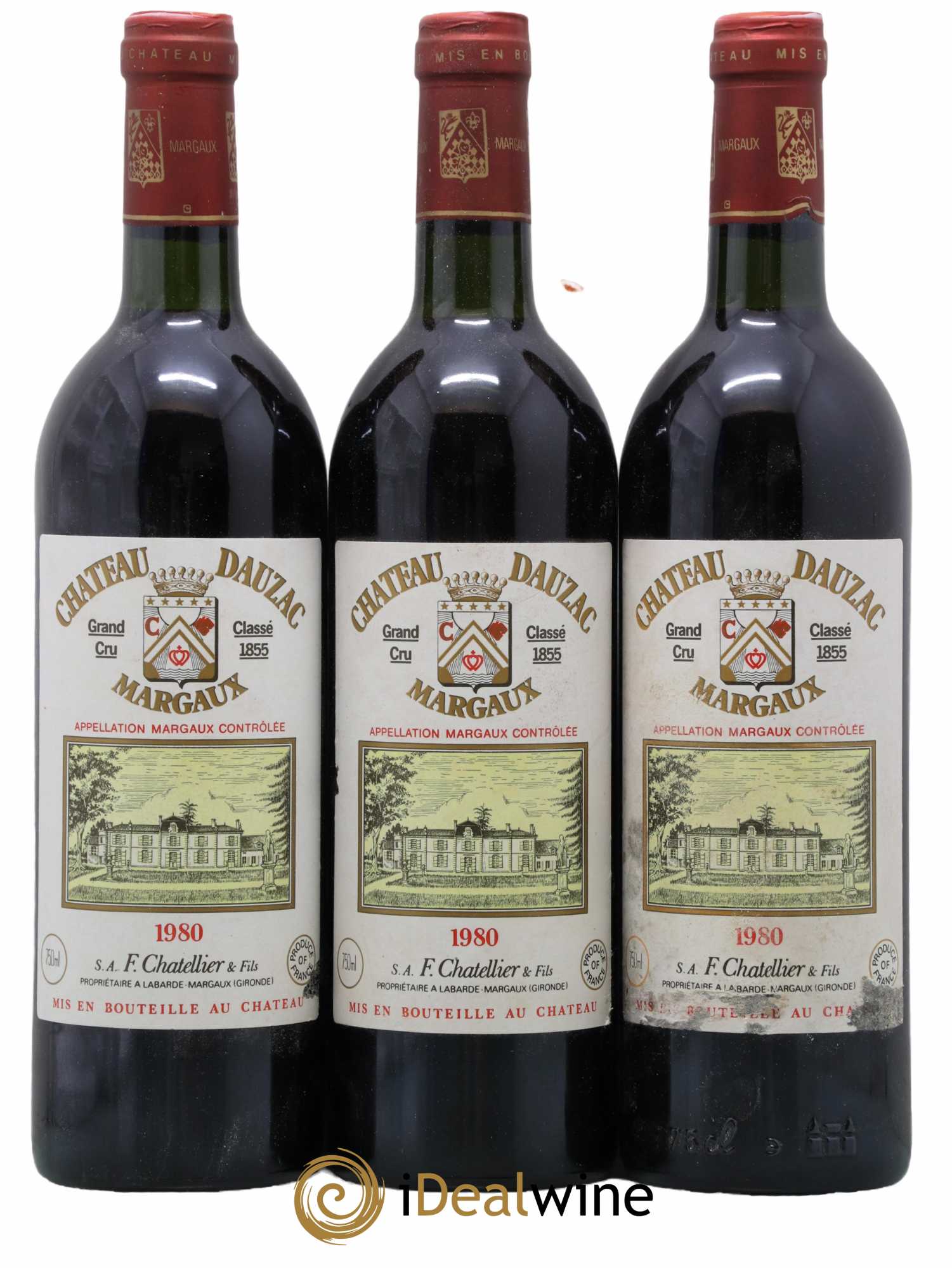 Château Dauzac 5ème Grand Cru Classé 1980 - Lot de 3 bouteilles - 0