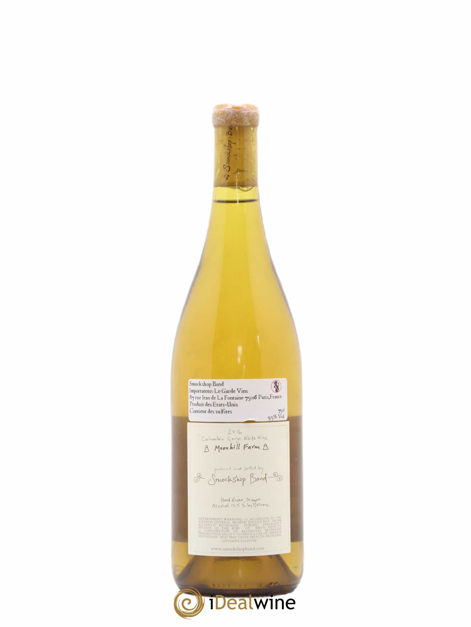 Columbia Gorge Smockshop Band Moonhill Farm Chardonnay Hiyu Farm 2016 - Lot de 1 bouteille - 1