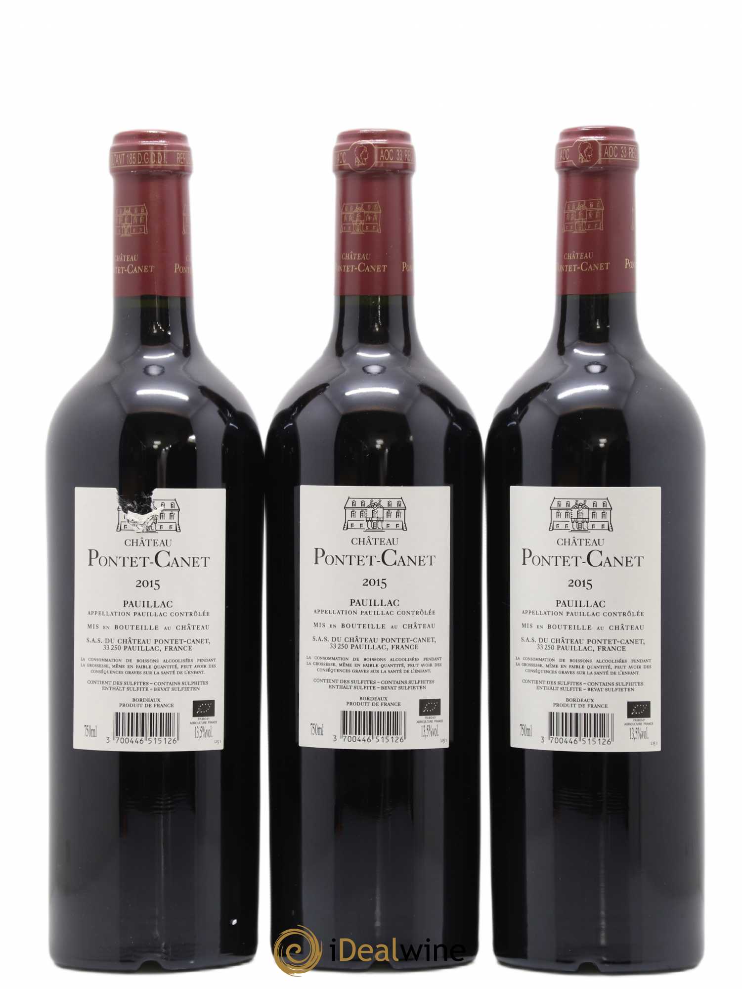 Château Pontet Canet 5ème Grand Cru Classé  2015 - Lot de 3 bouteilles - 1