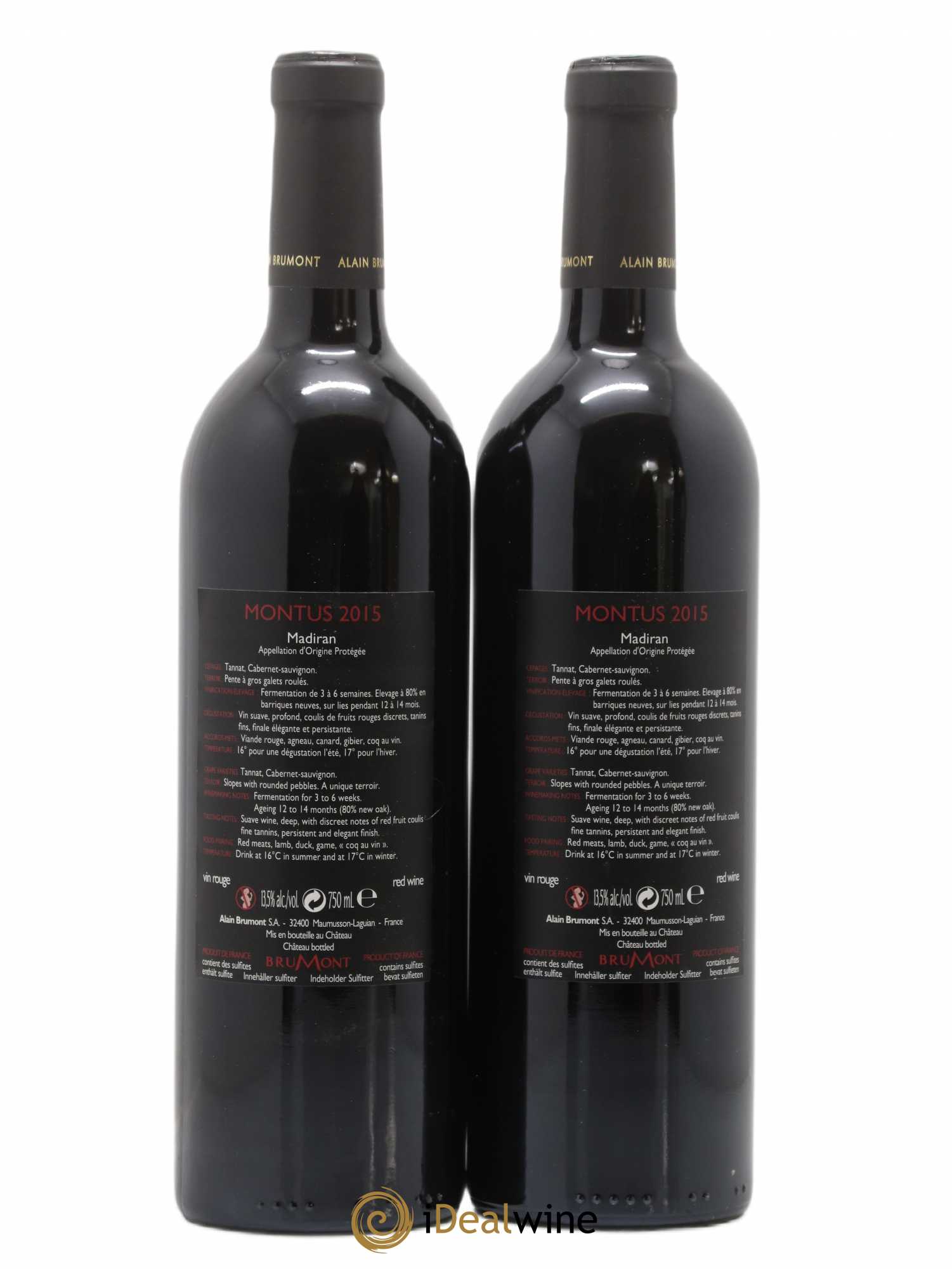 Madiran Château Montus Alain Brumont 2015 - Lot de 2 bouteilles - 1