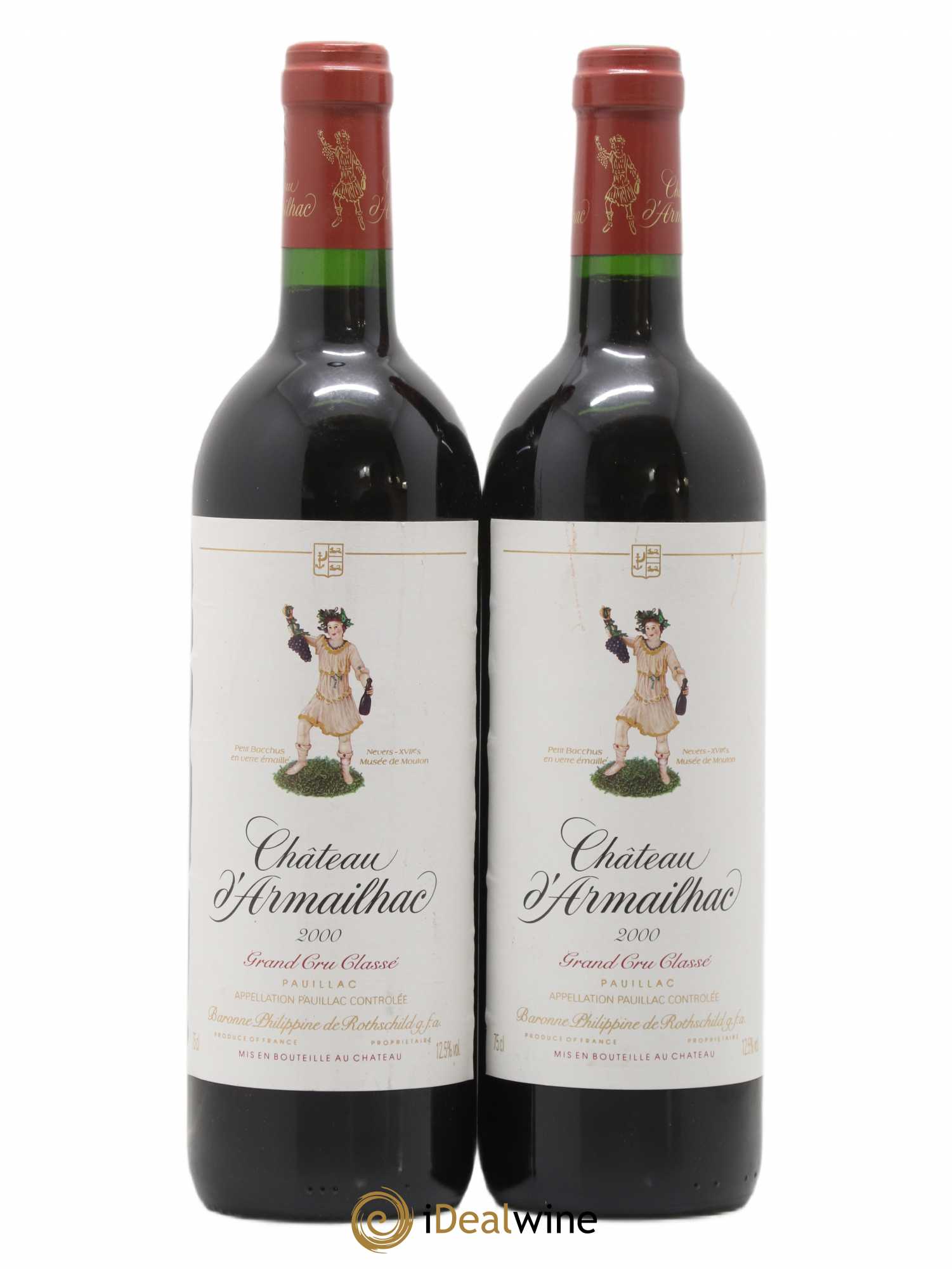 Château d' Armailhac - Mouton Baron(ne) Philippe 5ème Grand Cru Classé 2000 - Lot de 2 bouteilles - 0