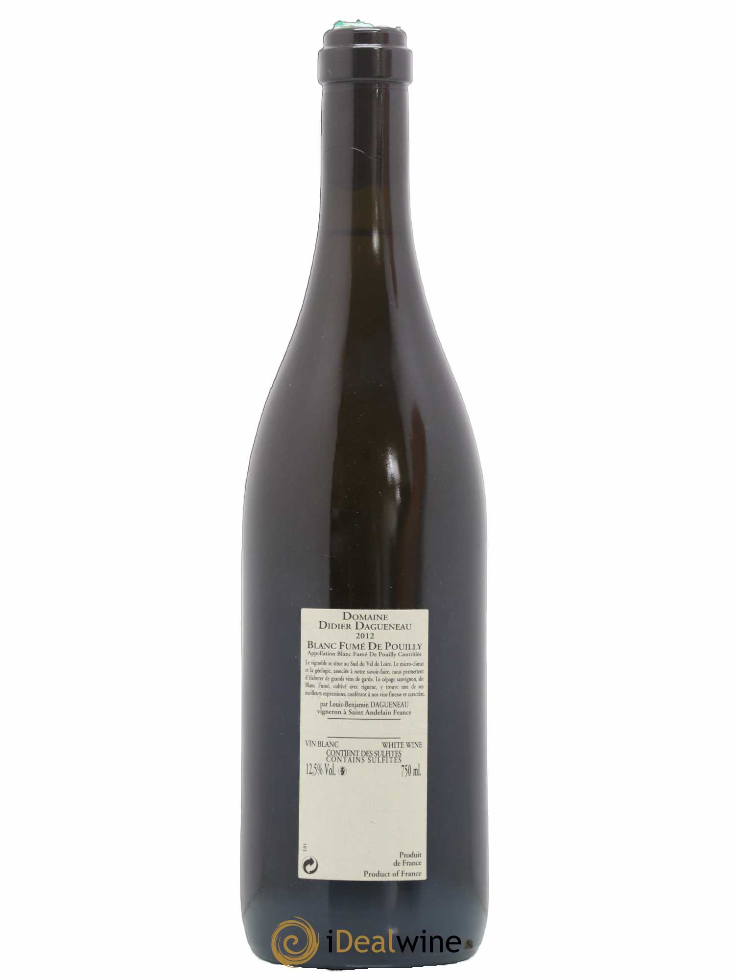 Pouilly-Fumé Blanc Fumé de Pouilly Dagueneau (Domaine Didier - Louis-Benjamin) 2012 - Lot de 1 bouteille - 1