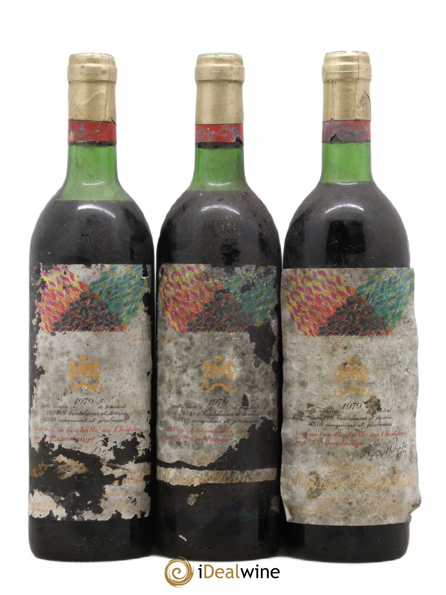 Château Mouton Rothschild 1er Grand Cru Classé 1979 - Lot de 3 bouteilles - 0