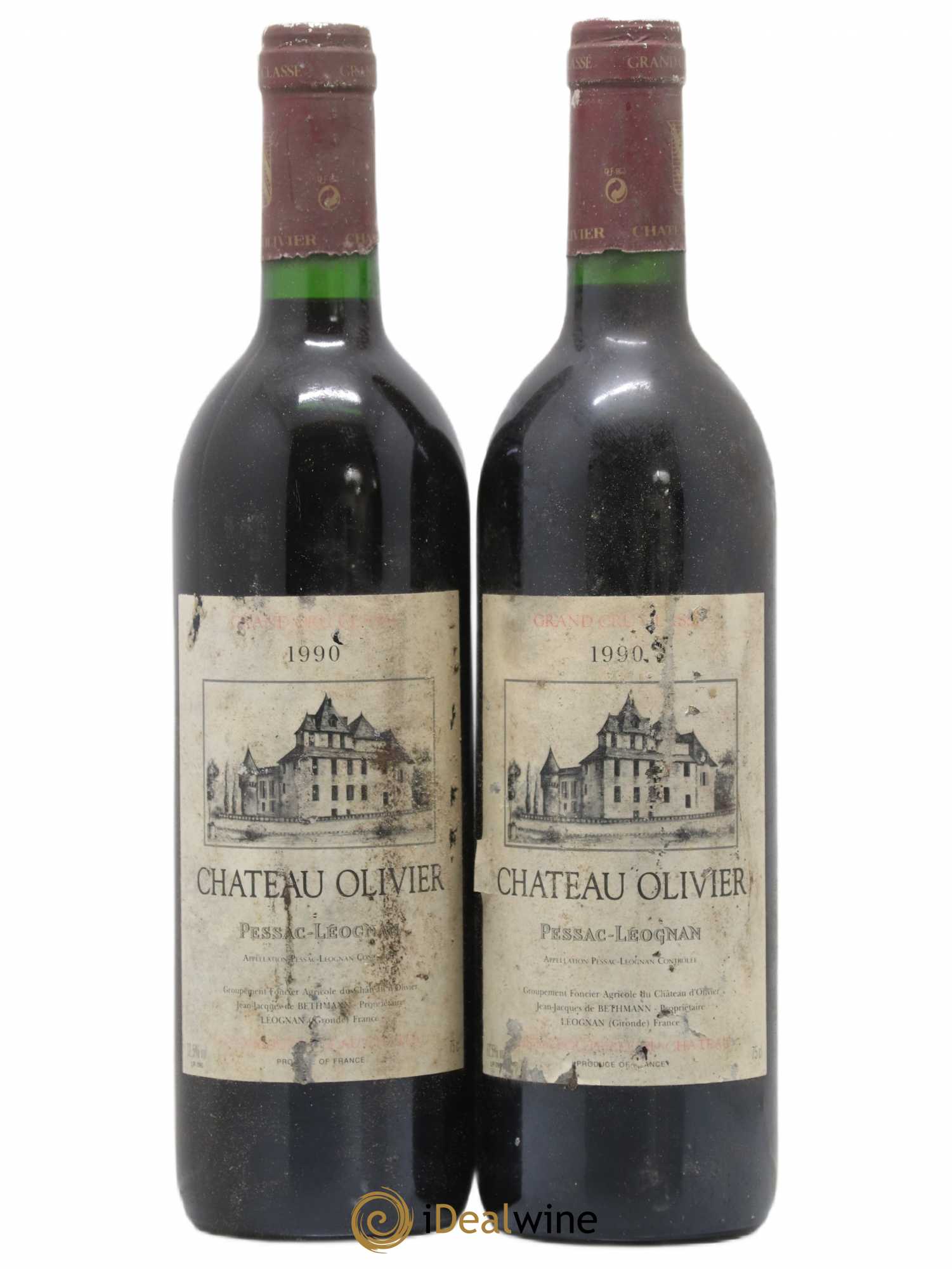 Château Olivier Cru Classé de Graves 1990 - Lot de 2 bouteilles - 0