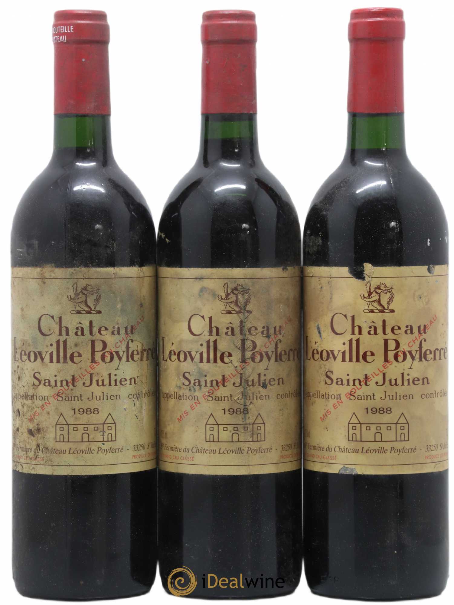 Château Léoville Poyferré 2ème Grand Cru Classé 1988 - Lot de 3 bouteilles - 0