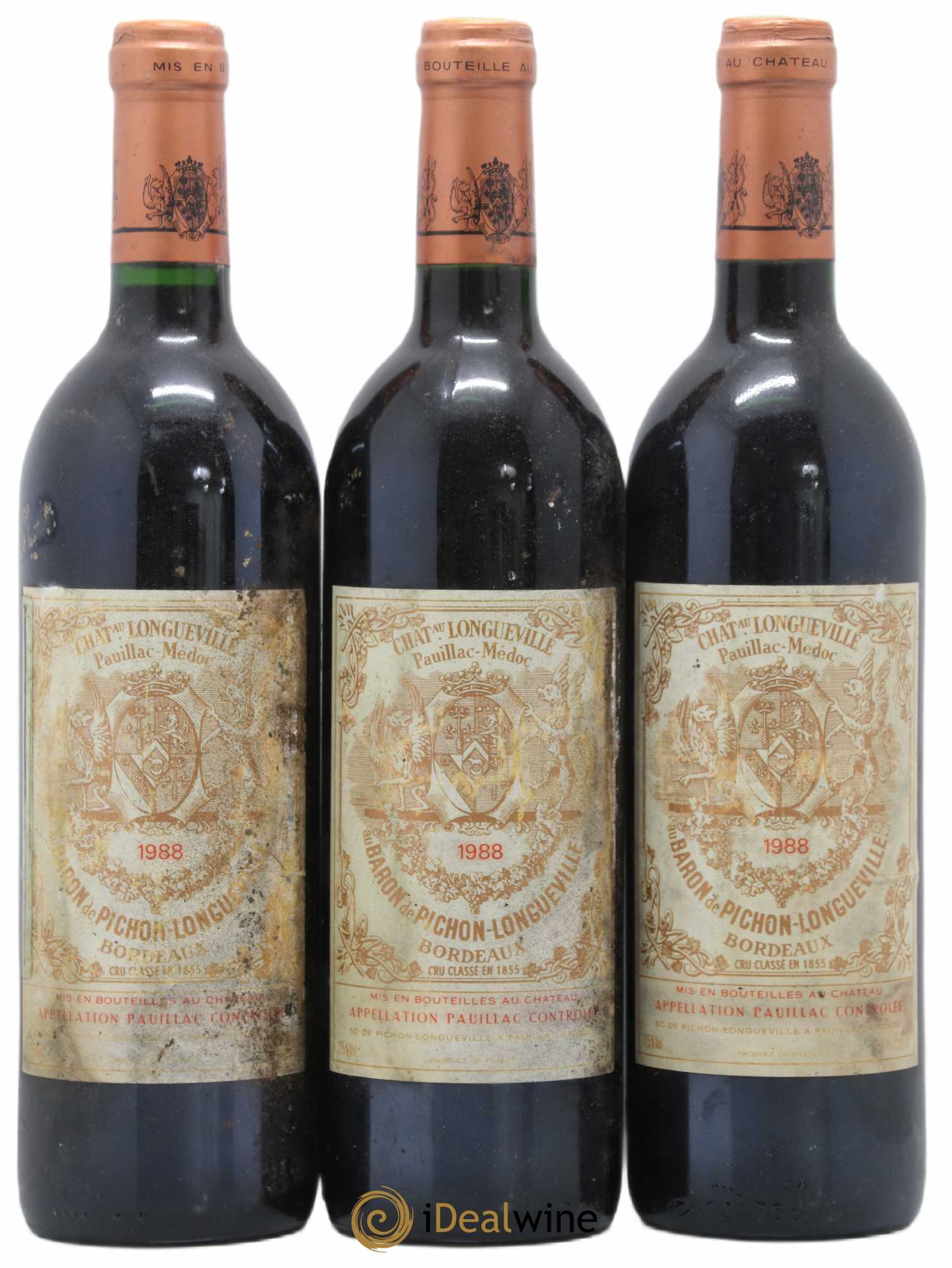Pichon Longueville Baron 2ème Grand Cru Classé 1988 - Lot de 3 bouteilles - 0