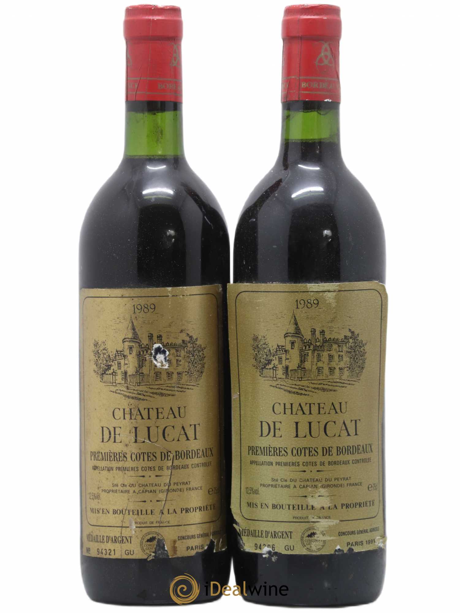 Premières Côtes de Bordeaux Château de Lucat 1989 - Lot de 2 bouteilles - 0