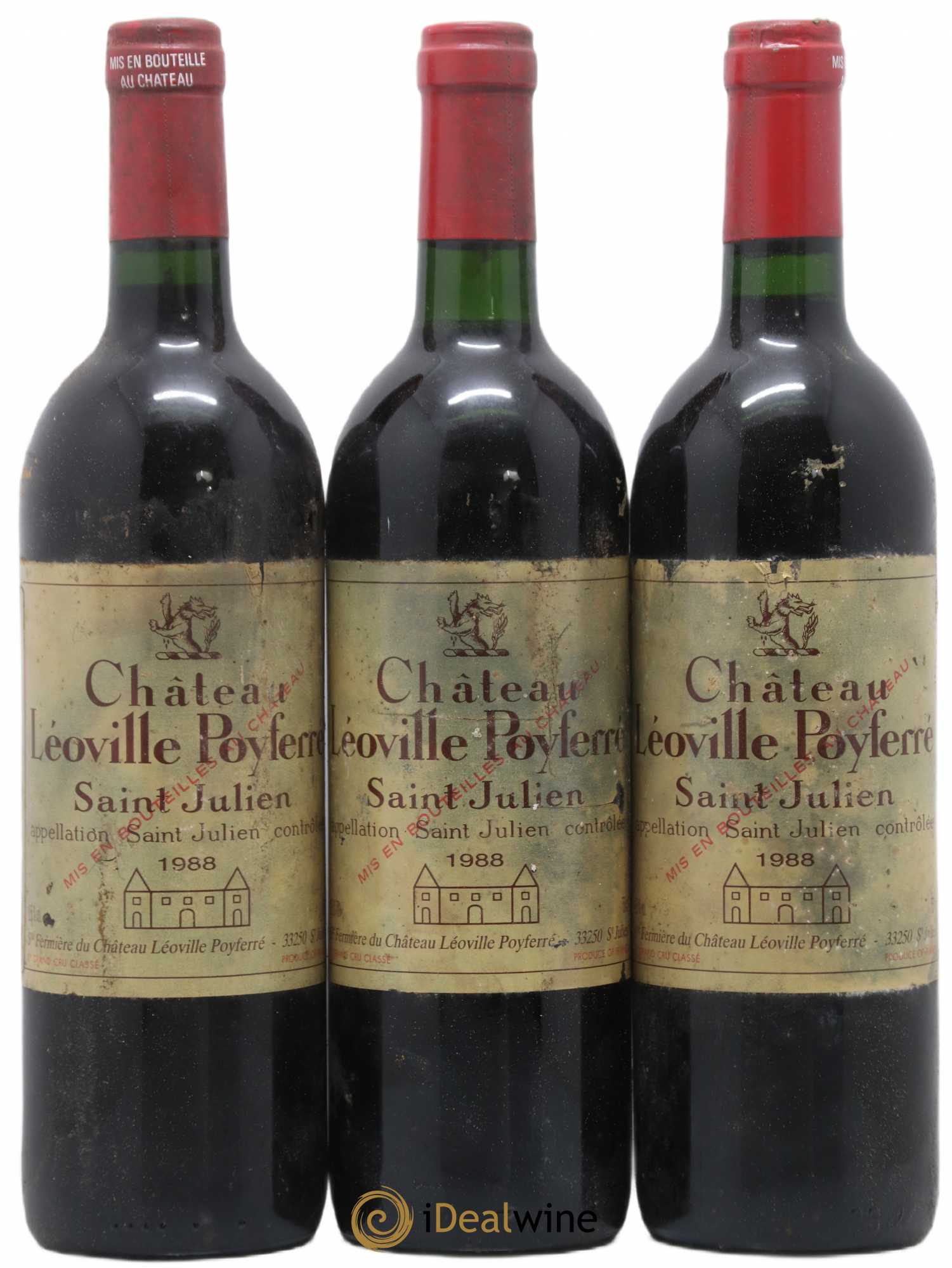 Château Léoville Poyferré 2ème Grand Cru Classé 1988 - Lot de 3 bouteilles - 0