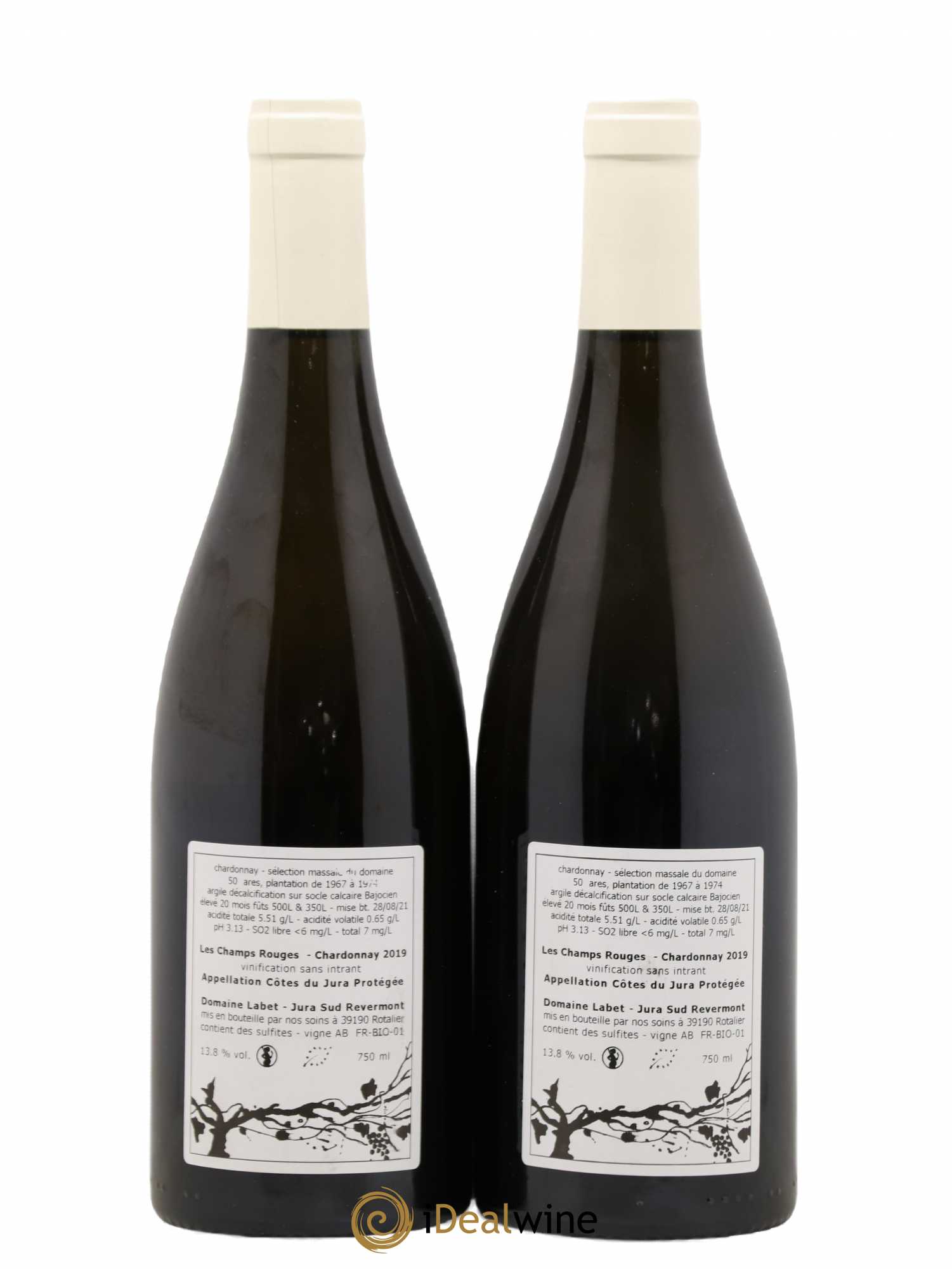 Côtes du Jura Chardonnay Les Champs Rouges Romain - Julien - Charline Labet 2019 - Posten von 2 Flaschen - 1