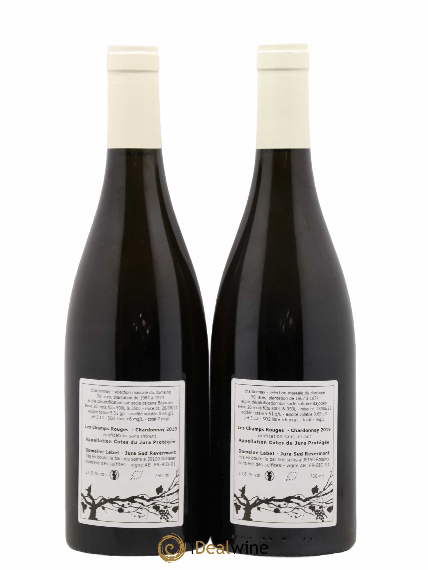 Côtes du Jura Chardonnay Les Champs Rouges Romain - Julien - Charline Labet 2019 - Posten von 2 Flaschen - 1
