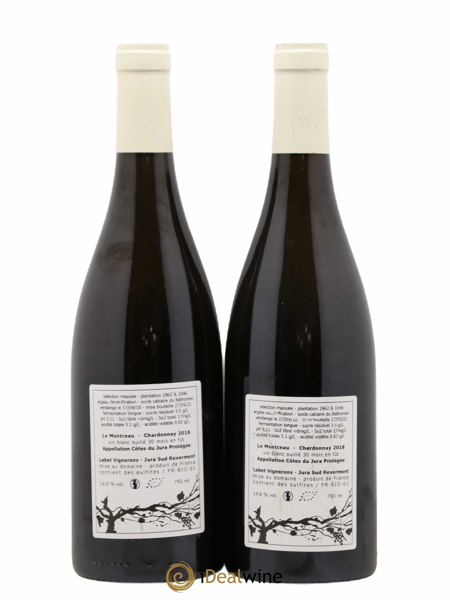 Côtes du Jura Chardonnay Le Montceau Romain - Julien  - Charline Labet 2018 - Lot de 2 bouteilles - 1