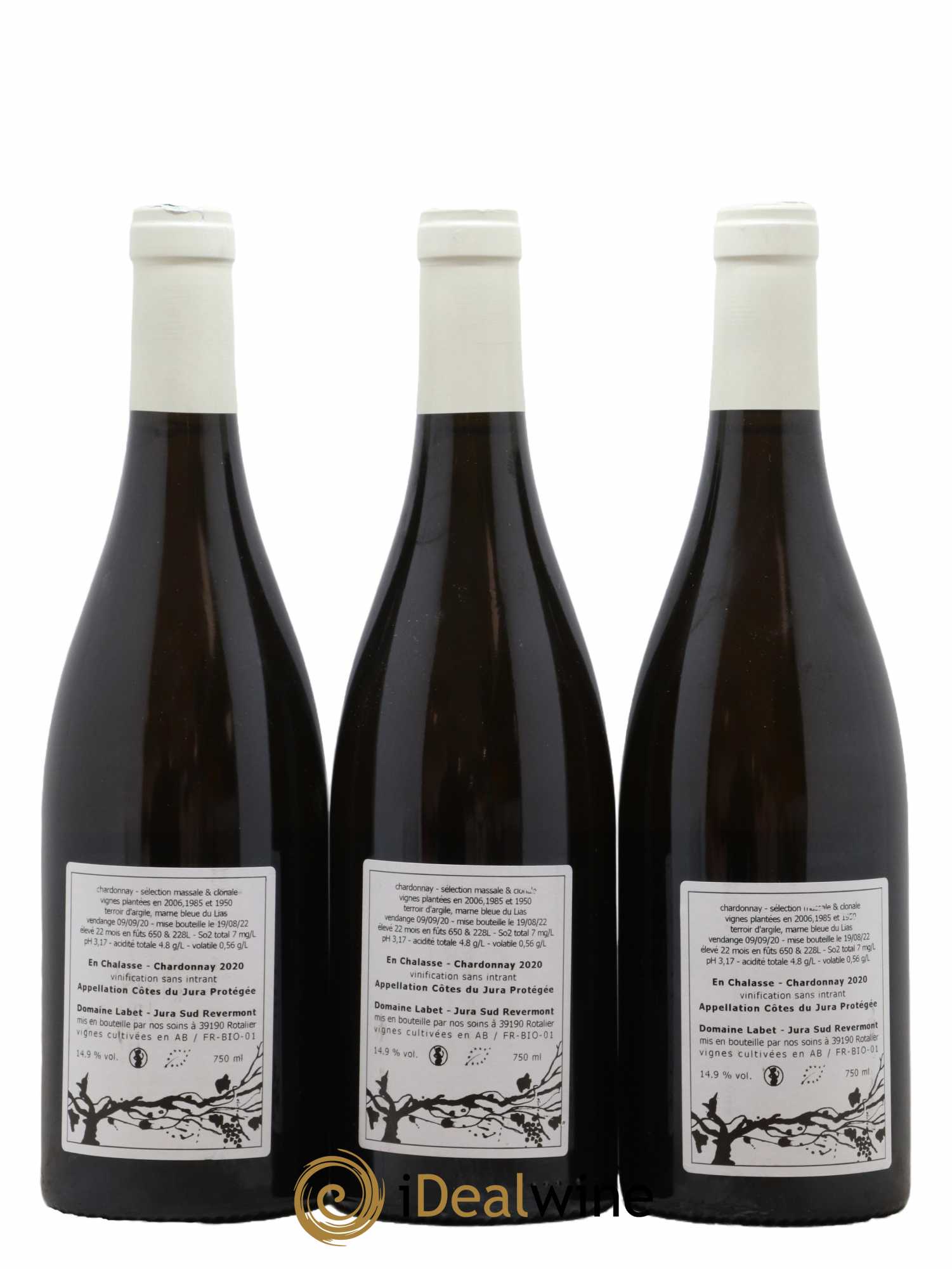 Côtes du Jura Chardonnay En Chalasse Romain - Julien - Charline Labet 2020 - Posten von 3 Flaschen - 1