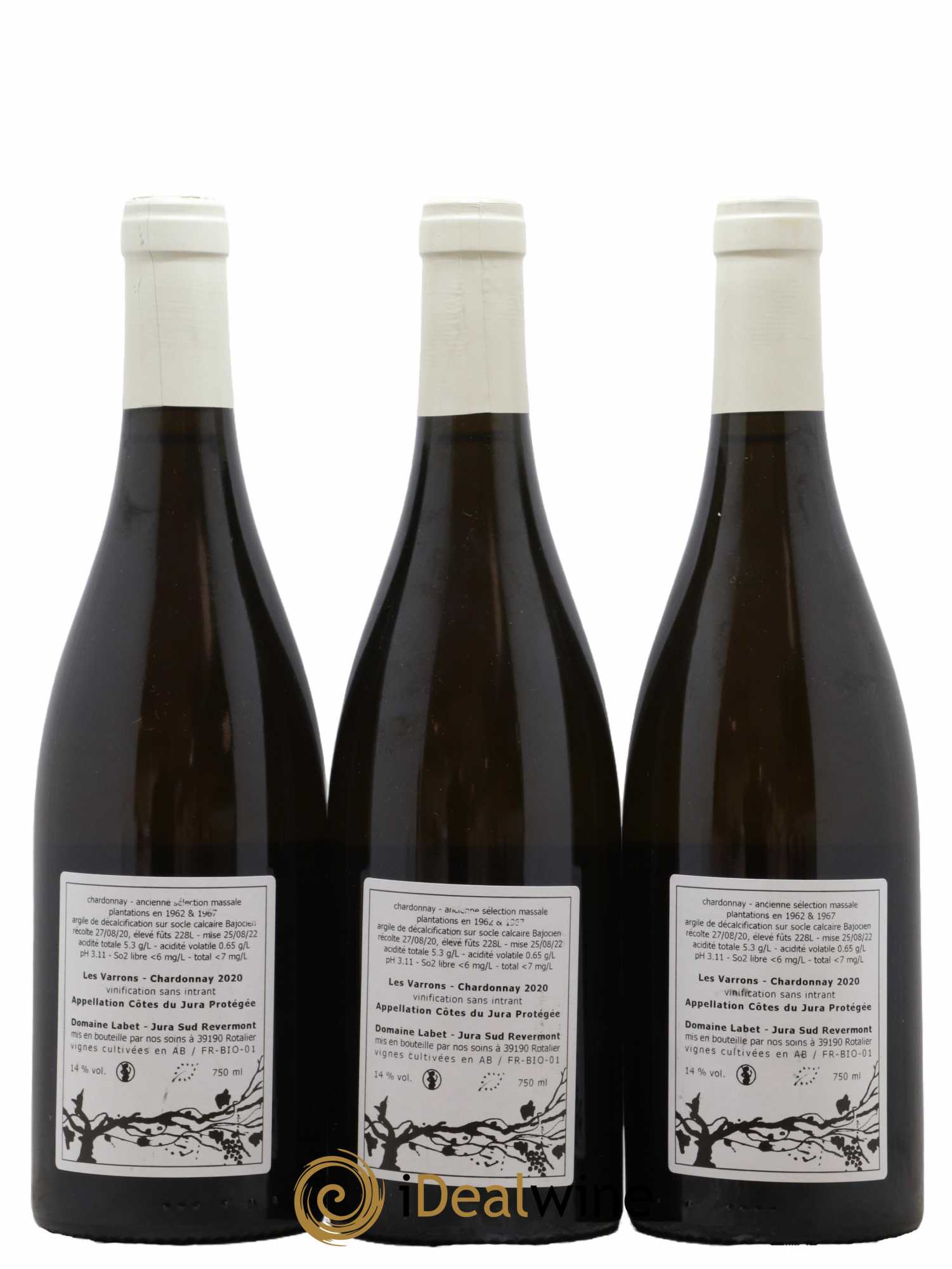 Côtes du Jura Chardonnay Les Varrons Romain - Julien  - Charline Labet 2020 - Posten von 3 Flaschen - 1