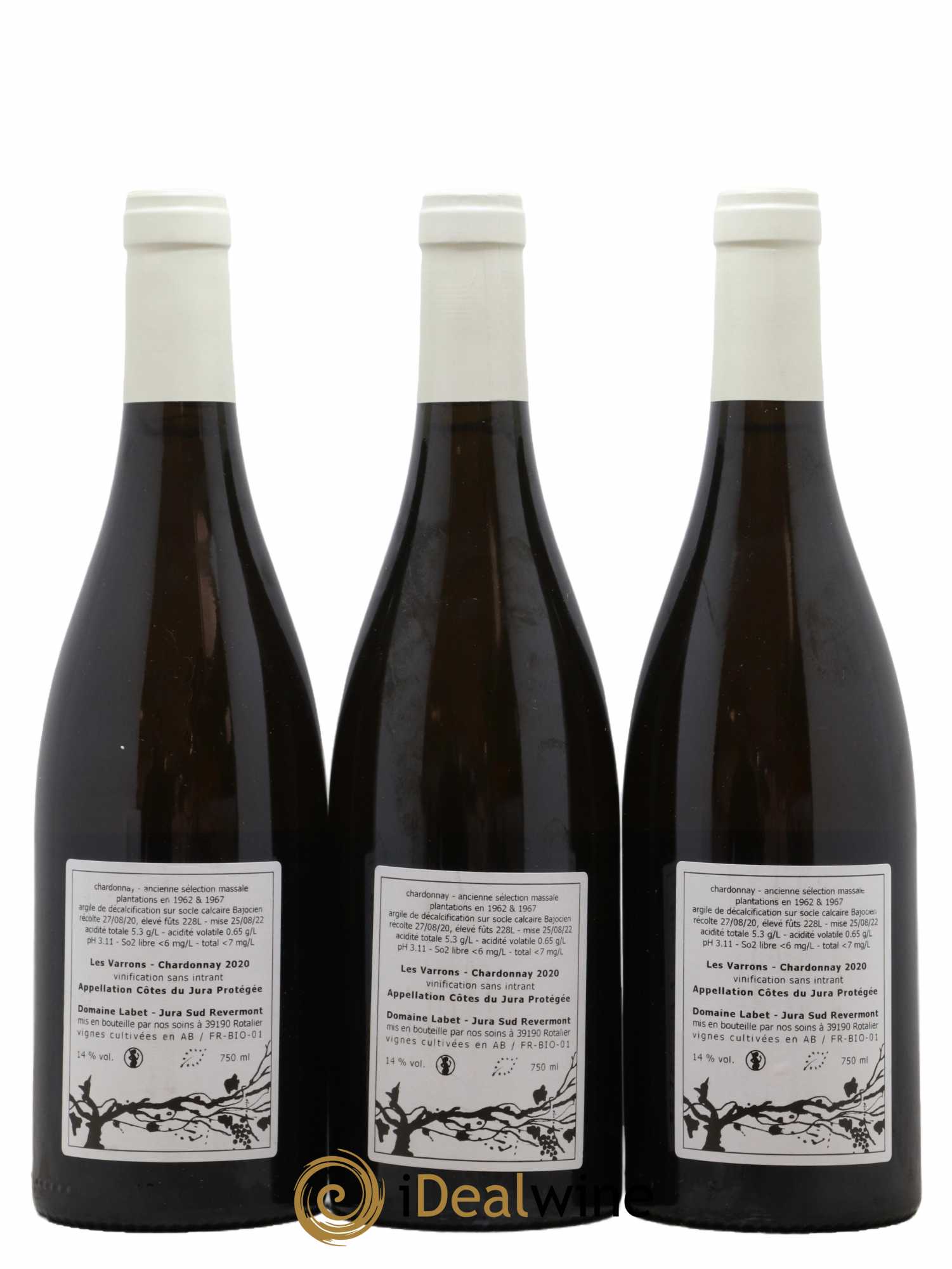 Côtes du Jura Chardonnay Les Varrons Romain - Julien  - Charline Labet 2020 - Posten von 3 Flaschen - 1