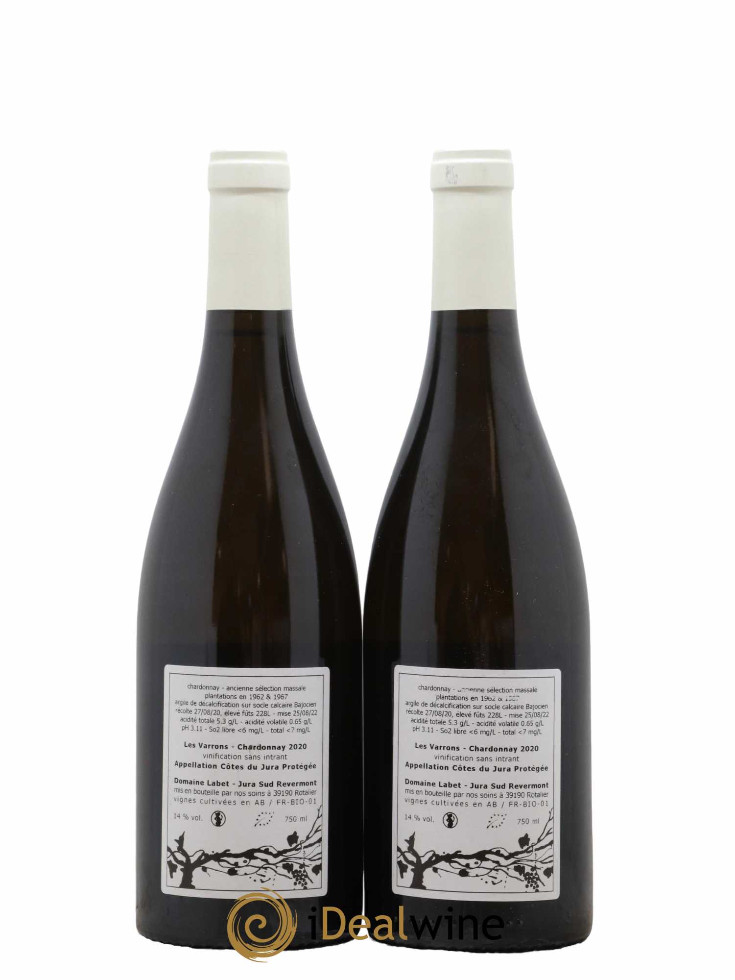 Côtes du Jura Chardonnay Les Varrons Romain - Julien  - Charline Labet 2020 - Posten von 2 Flaschen - 1