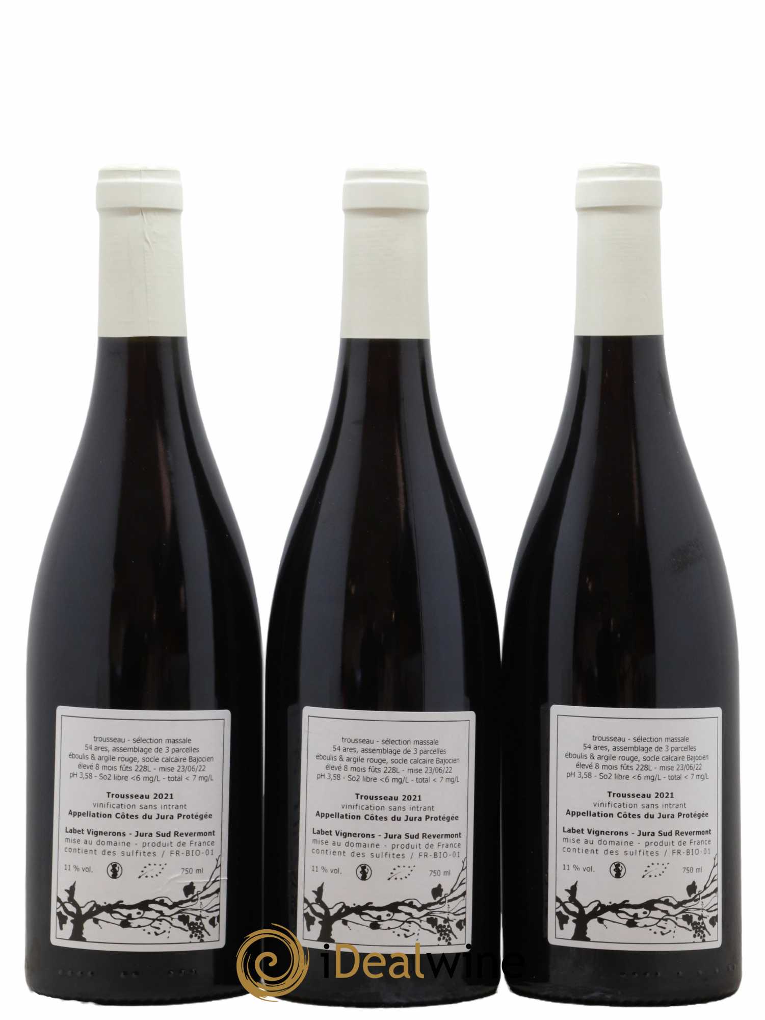 Côtes du Jura Trousseau Sélection Massale Romain - Julien - Charline Labet 2021 - Posten von 3 Flaschen - 1