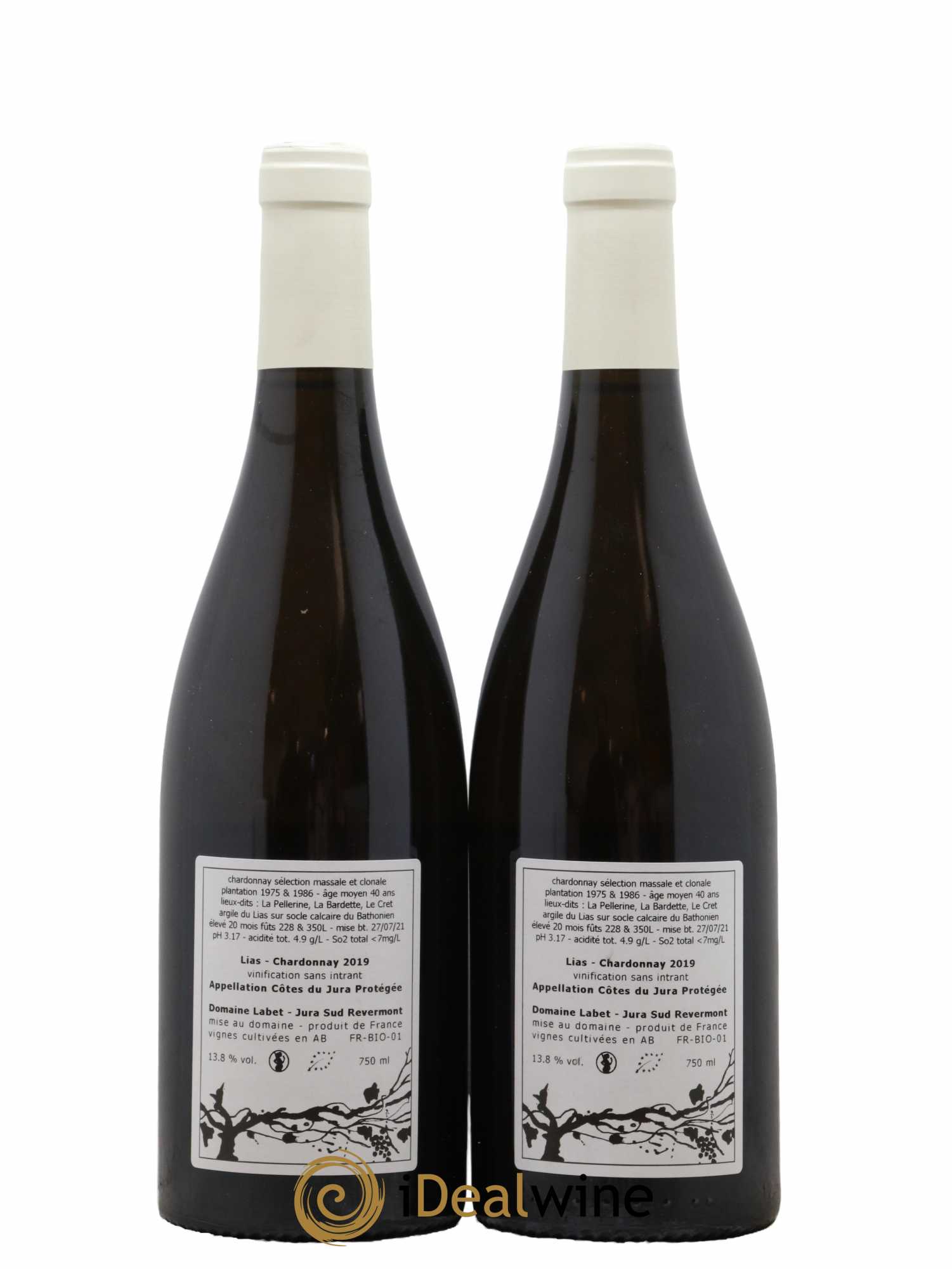 Côtes du Jura Chardonnay Lias Romain - Julien - Charline Labet 2019 - Lot de 2 bouteilles - 1