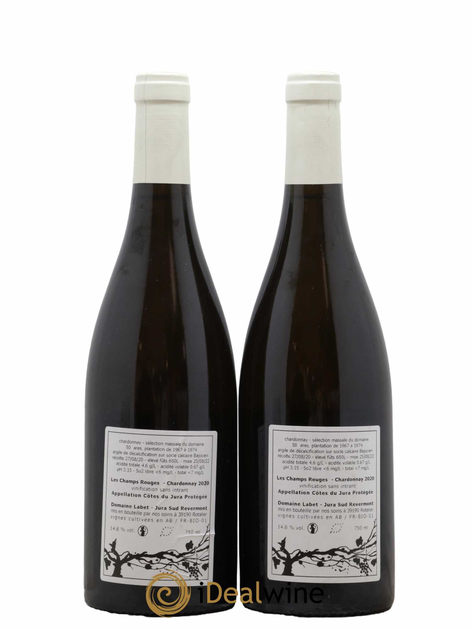 Côtes du Jura Chardonnay Les Champs Rouges Romain - Julien - Charline Labet 2020 - Posten von 2 Flaschen - 1