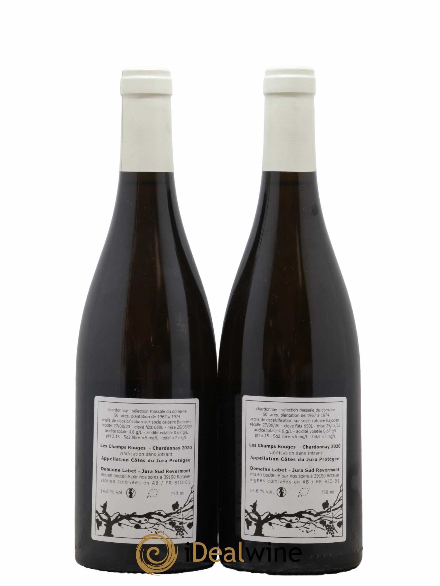Côtes du Jura Chardonnay Les Champs Rouges Romain - Julien - Charline Labet 2020 - Posten von 2 Flaschen - 1