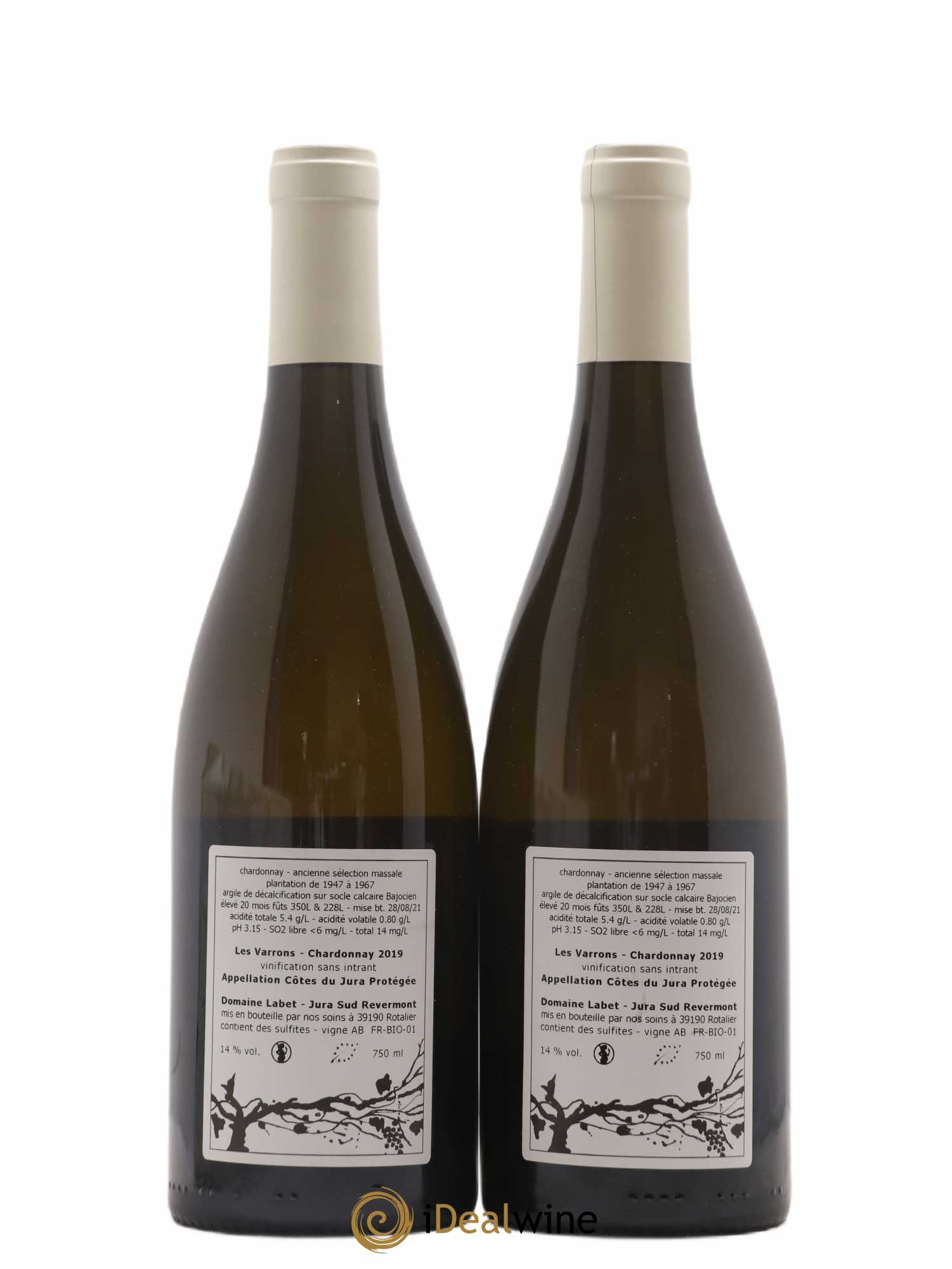 Côtes du Jura Chardonnay Les Varrons Romain - Julien - Charline Labet 2019 - Lot de 2 bouteilles - 1
