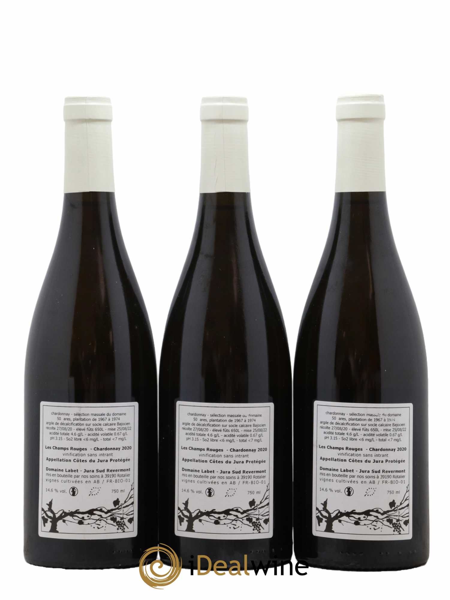 Côtes du Jura Chardonnay Les Champs Rouges Romain - Julien - Charline Labet 2020 - Posten von 3 Flaschen - 1