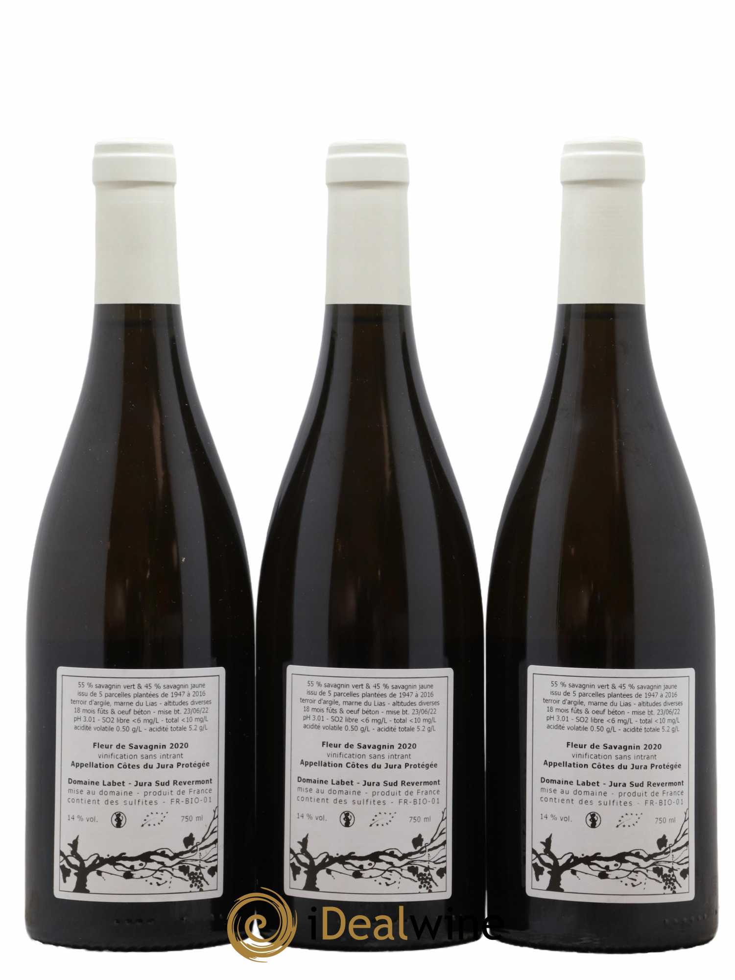 Côtes du Jura Fleur de Savagnin Romain - Julien - Charline Labet 2020 - Lot de 3 bouteilles - 1