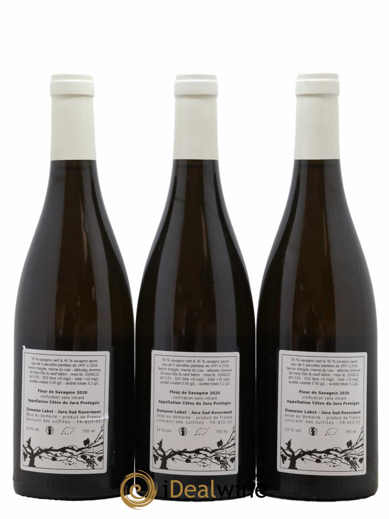 Côtes du Jura Fleur de Savagnin Romain - Julien - Charline Labet 2020 - Lot de 3 bouteilles - 1